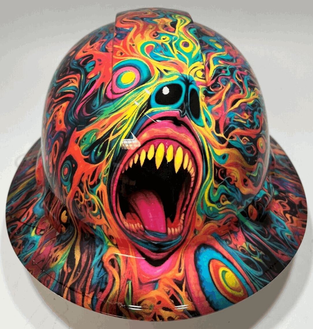 Bad ass hardhat with hydro dipped horror design
