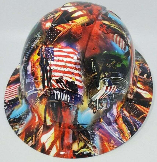 Bad ass hardhat with  hydro dipped Trump inspired design