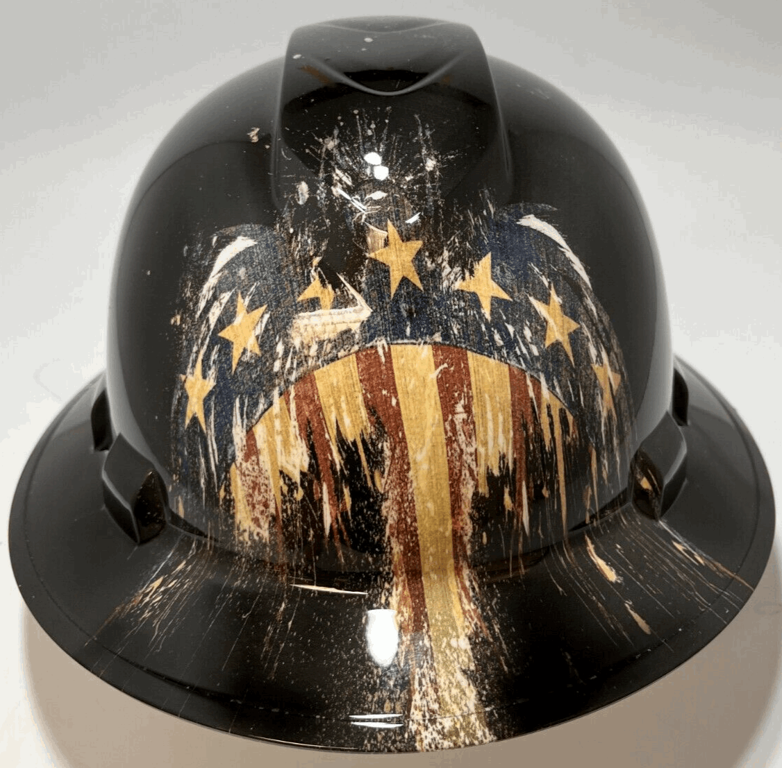Bad ass hardhat with hydro dipped flag design