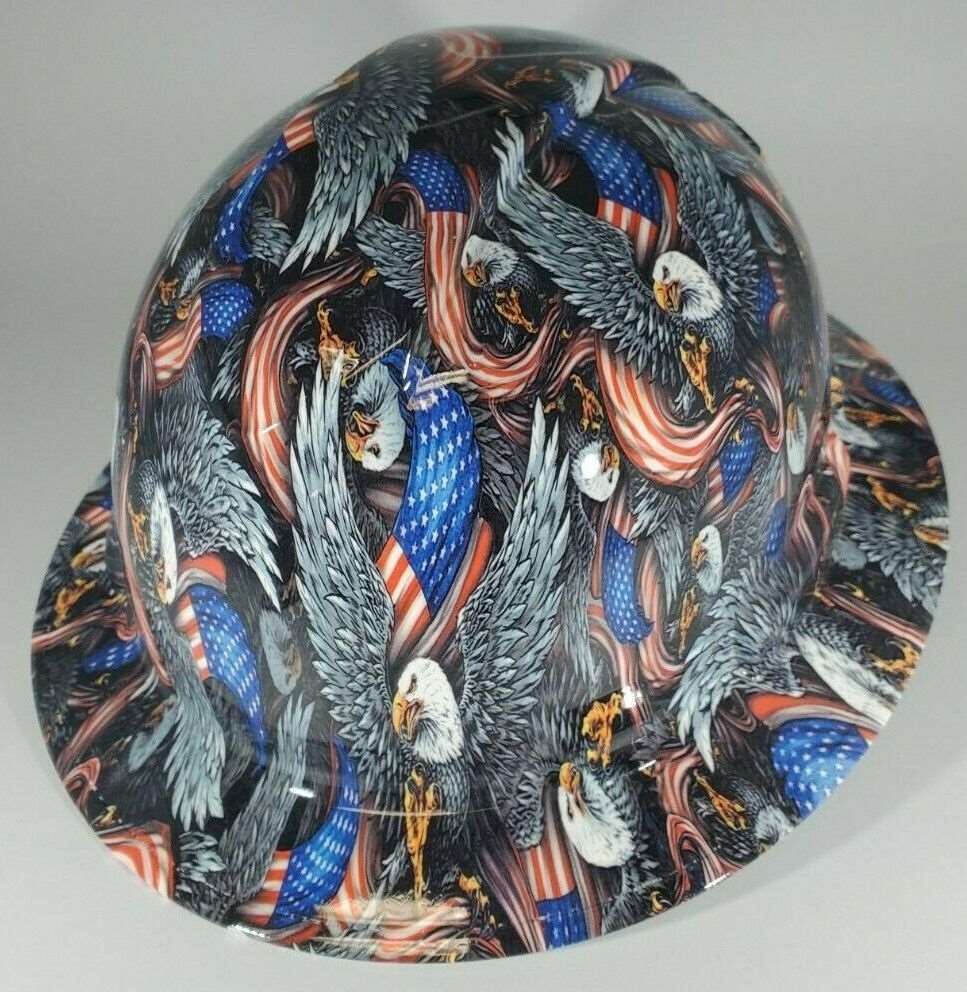 Bad ass hardhat with hydro dipped flag design