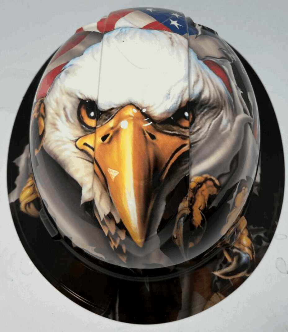 Bad ass hardhat with hydro dipped flag design