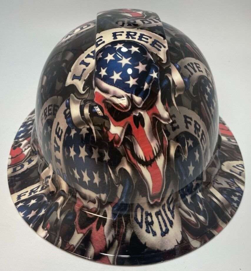 badass skull motorcycle helmets Pyramex HP54110V Ridgeline Vented Full Brim Hard Hat - 4-Point Ratchet Suspension