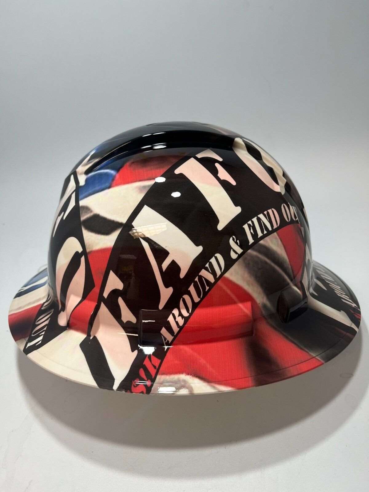 Bad ass hardhat with hydro dipped flag design