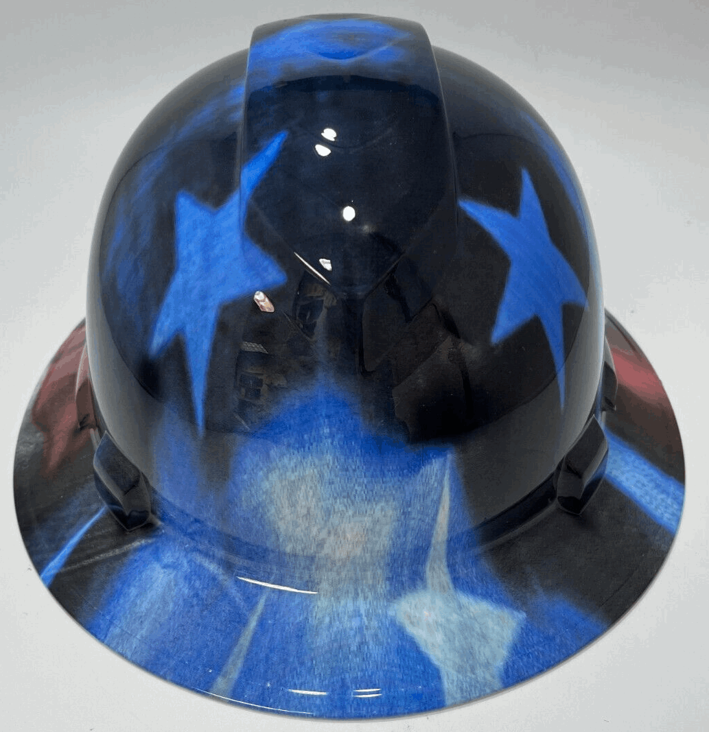 Bad ass hardhat with hydro dipped flag design