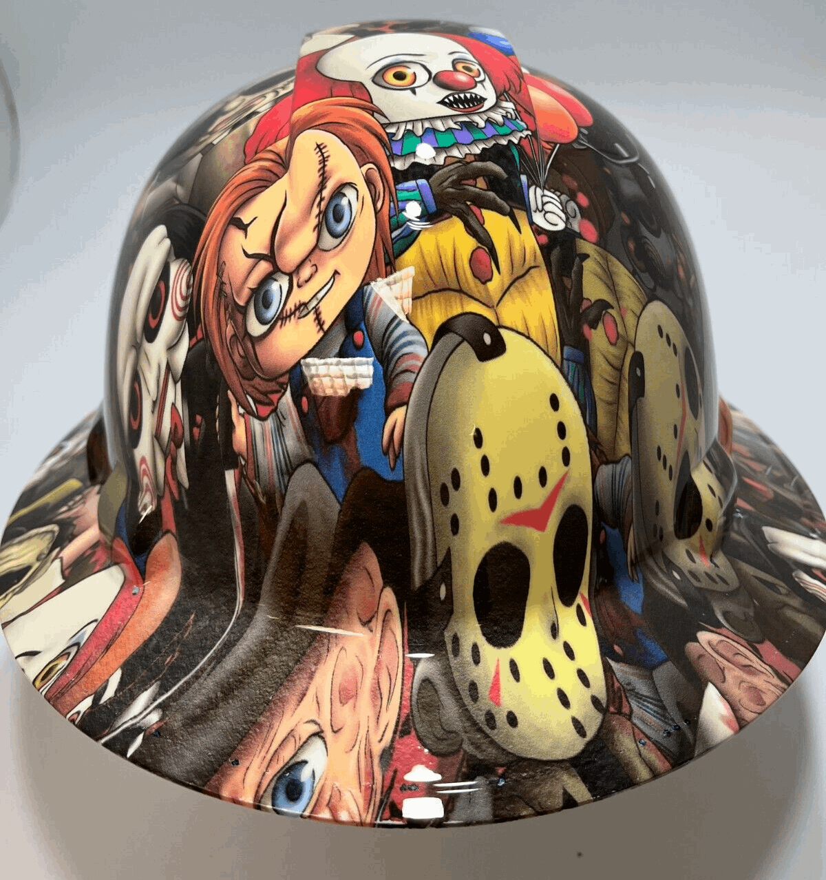 Bad ass hardhat with hydro dipped horror design
