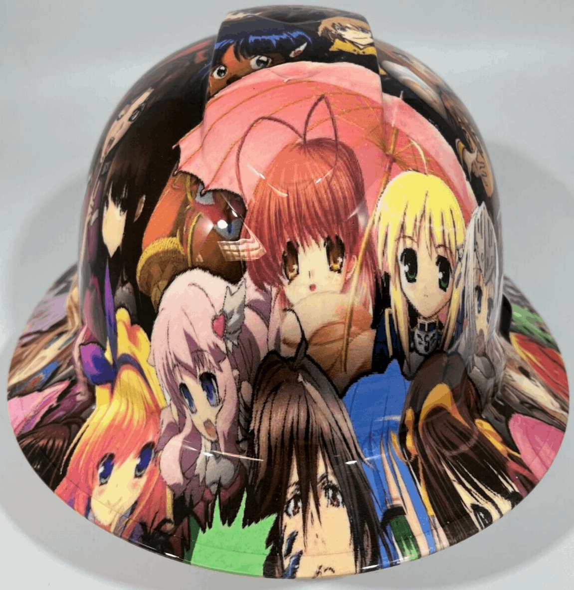 New Full Brim Hard Hat Custom Hydro Dipped ANIME CROSSOVER STICKER BOMB