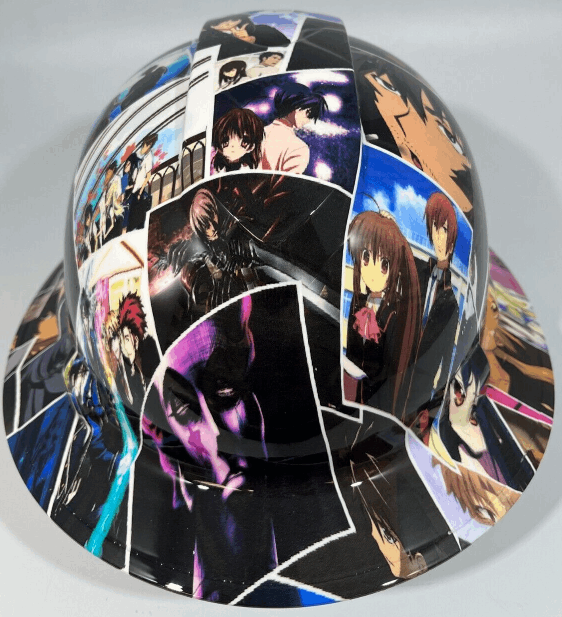 New Full Brim Hard Hat Custom Hydro Dipped ANIME CROSSOVER STICKER BOMB