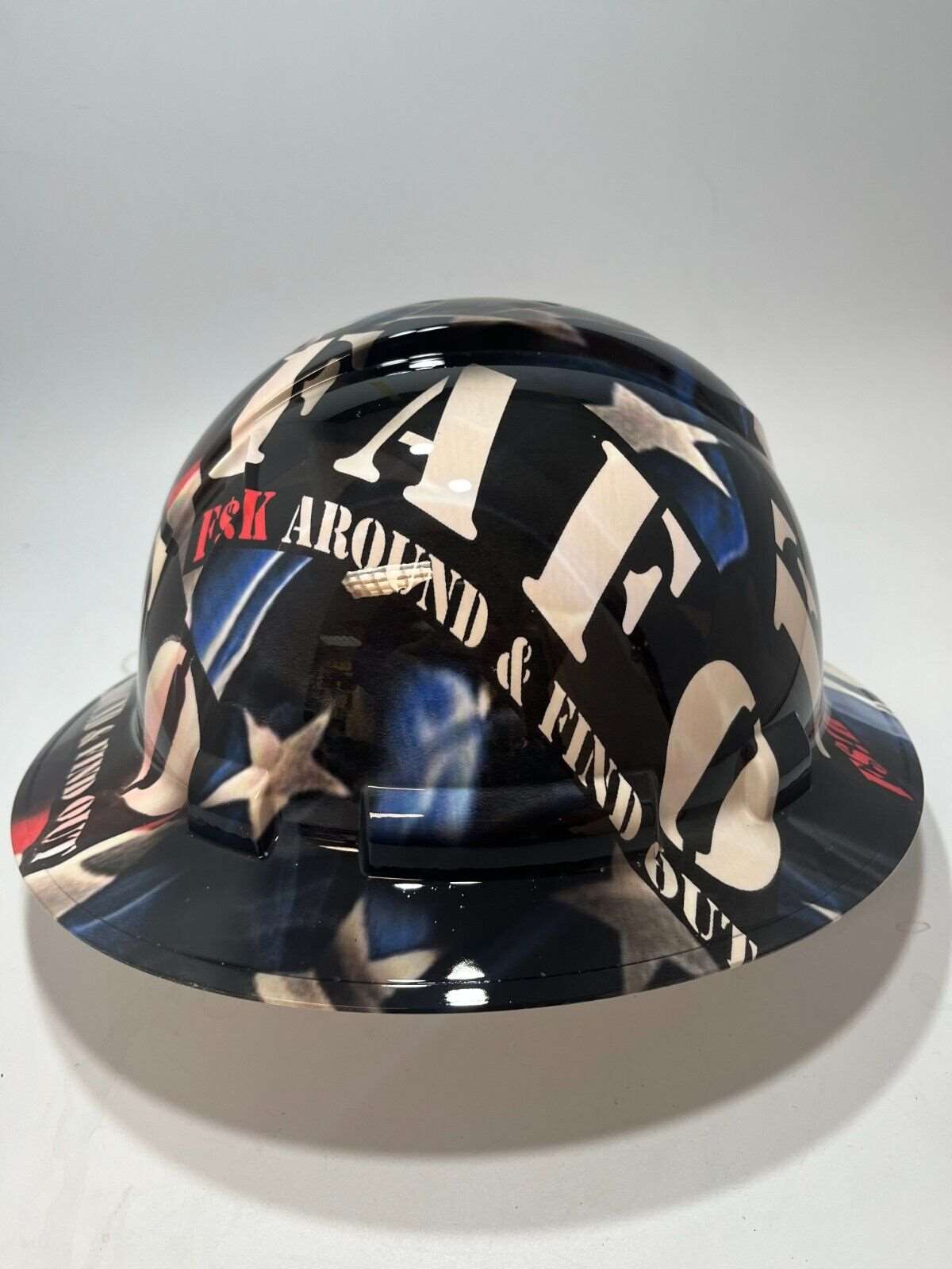 Bad ass hardhat with hydro dipped flag design