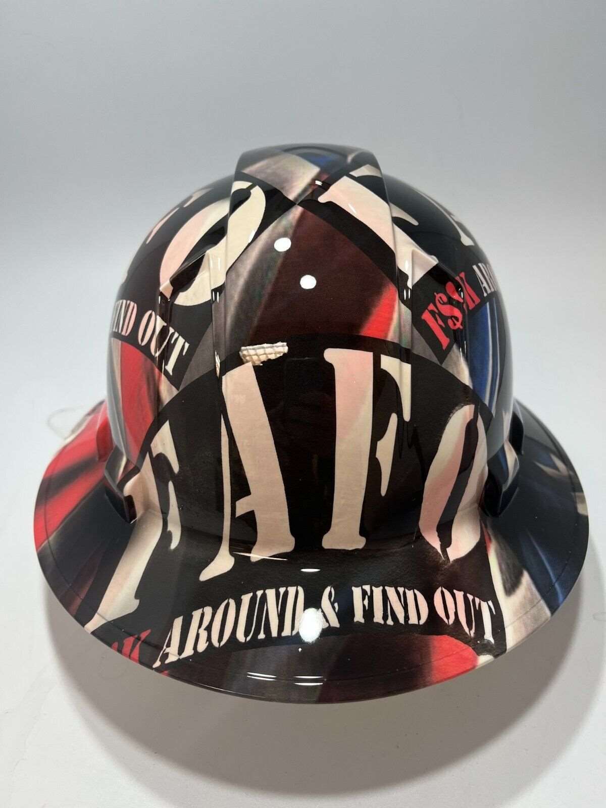 Bad ass hardhat with hydro dipped flag design