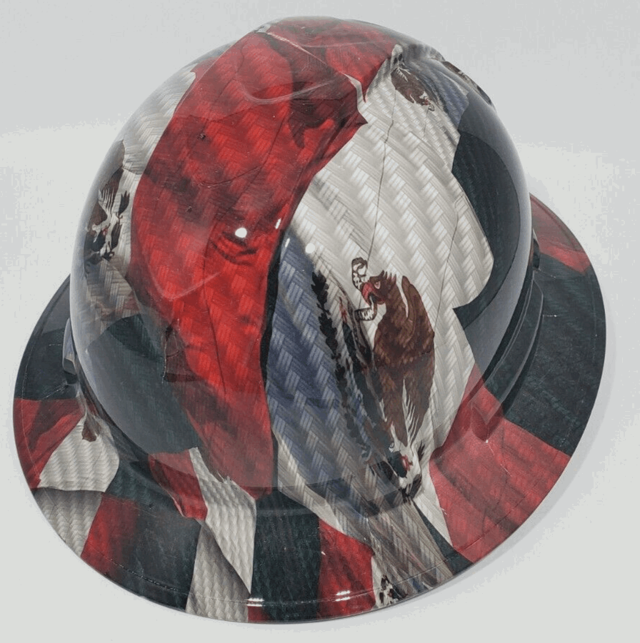Bad ass hardhat with hydro dipped flag design