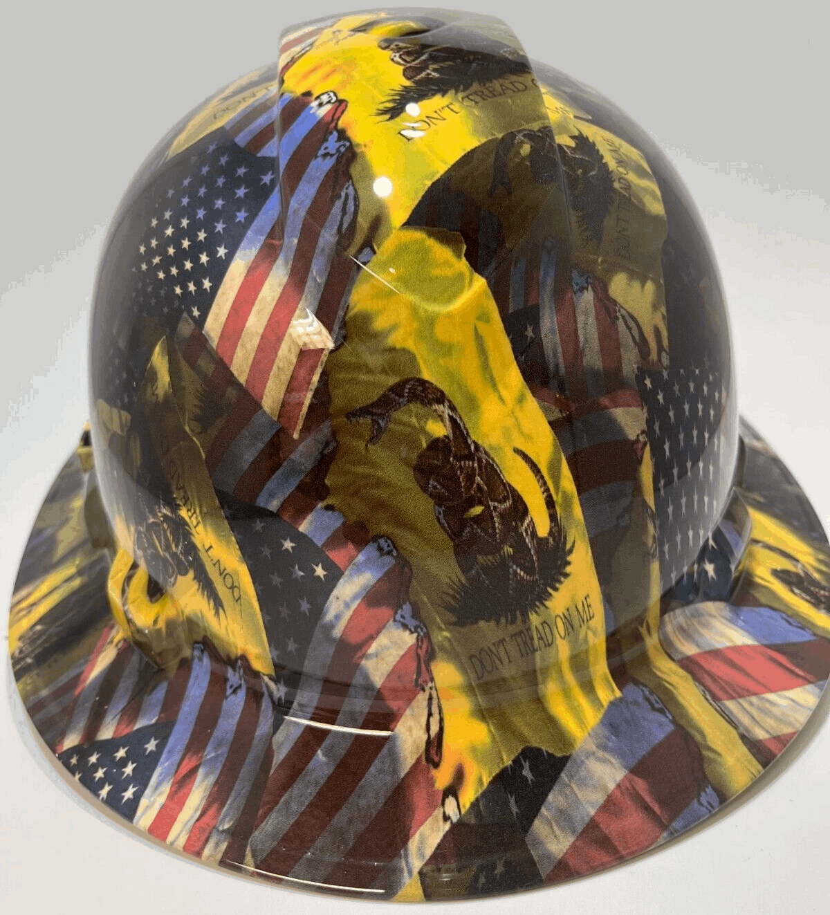 Bad ass hardhat with hydro dipped flag design