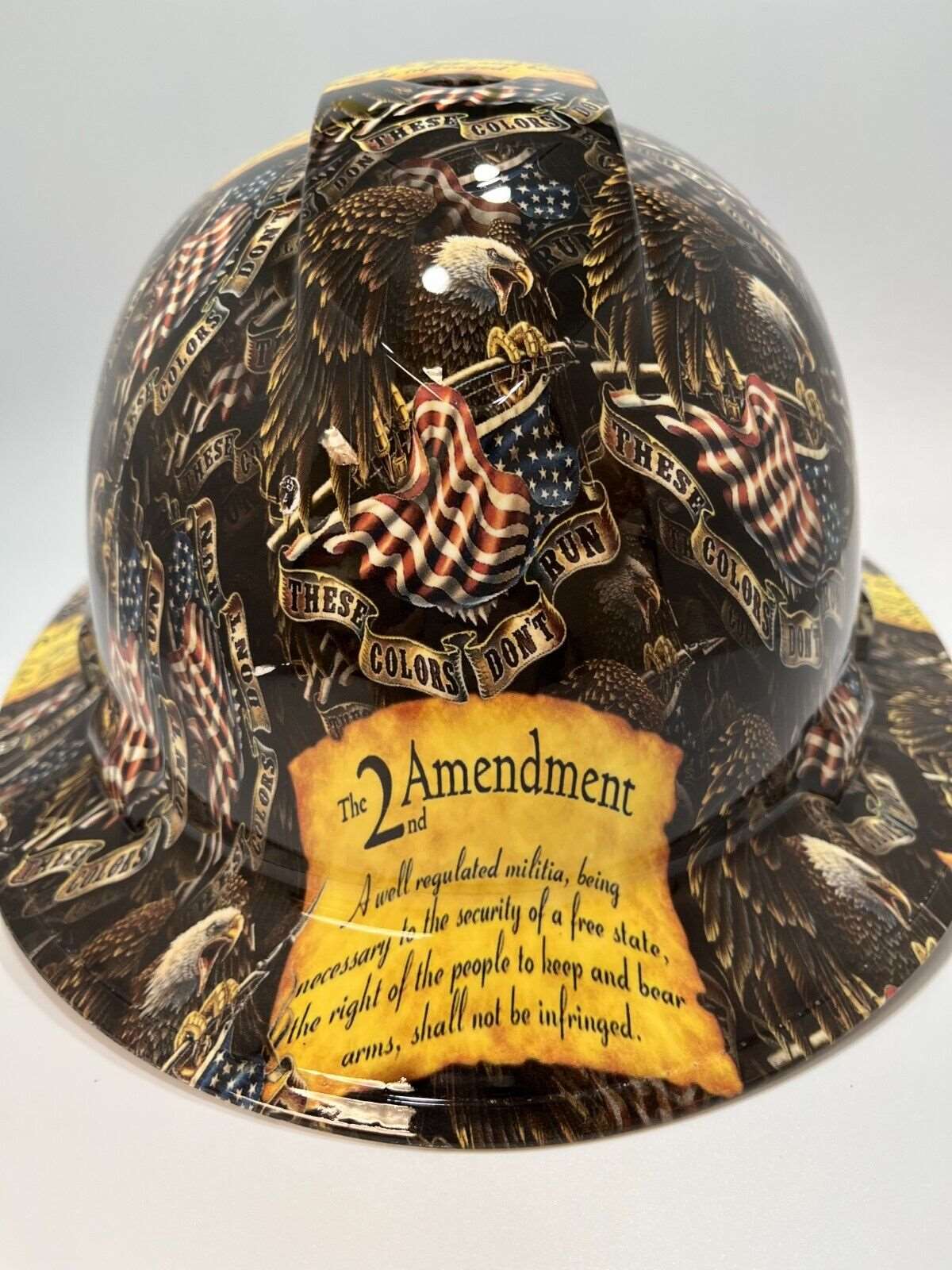 Bad ass hardhat with hydro dipped flag design