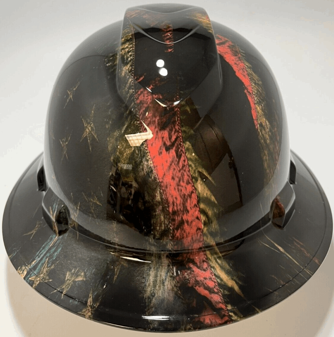 Bad ass hardhat with hydro dipped flag design