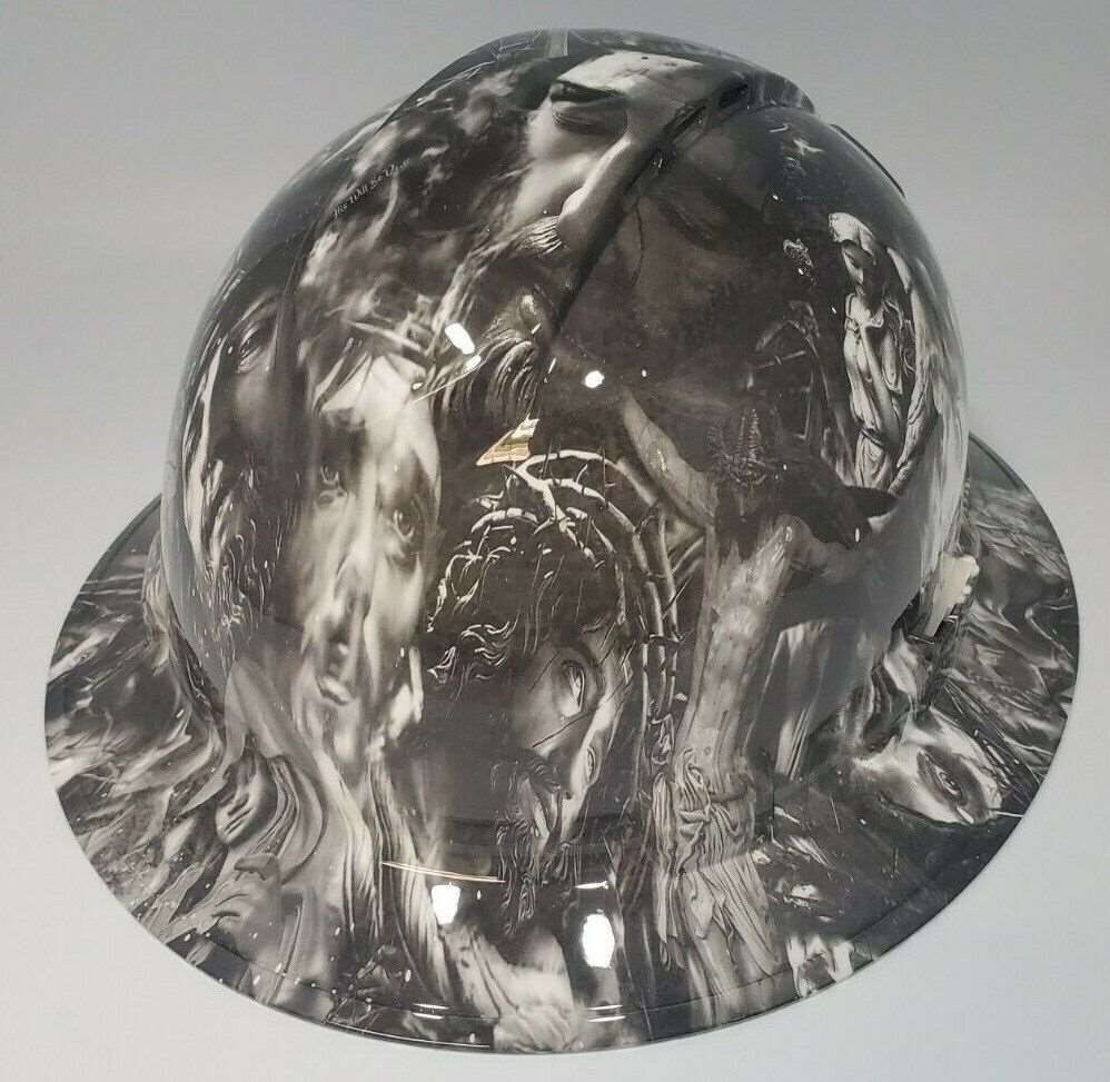 Badass hard hat with a Hydro dipped spiritual design
