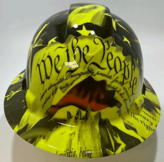 Bad ass hardhat with hydro dipped flag design