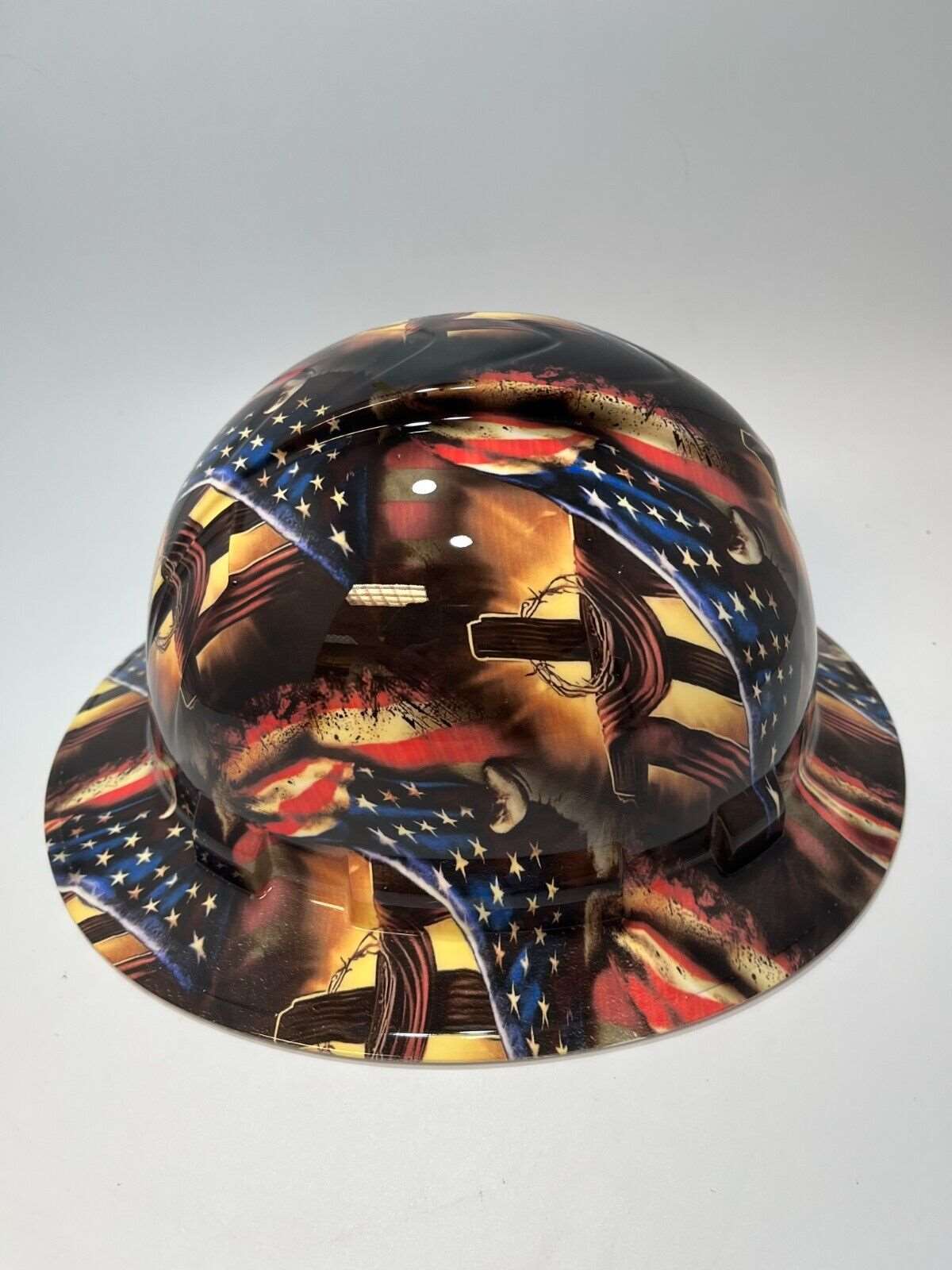 Badass hard hat with a Hydro dipped spiritual design