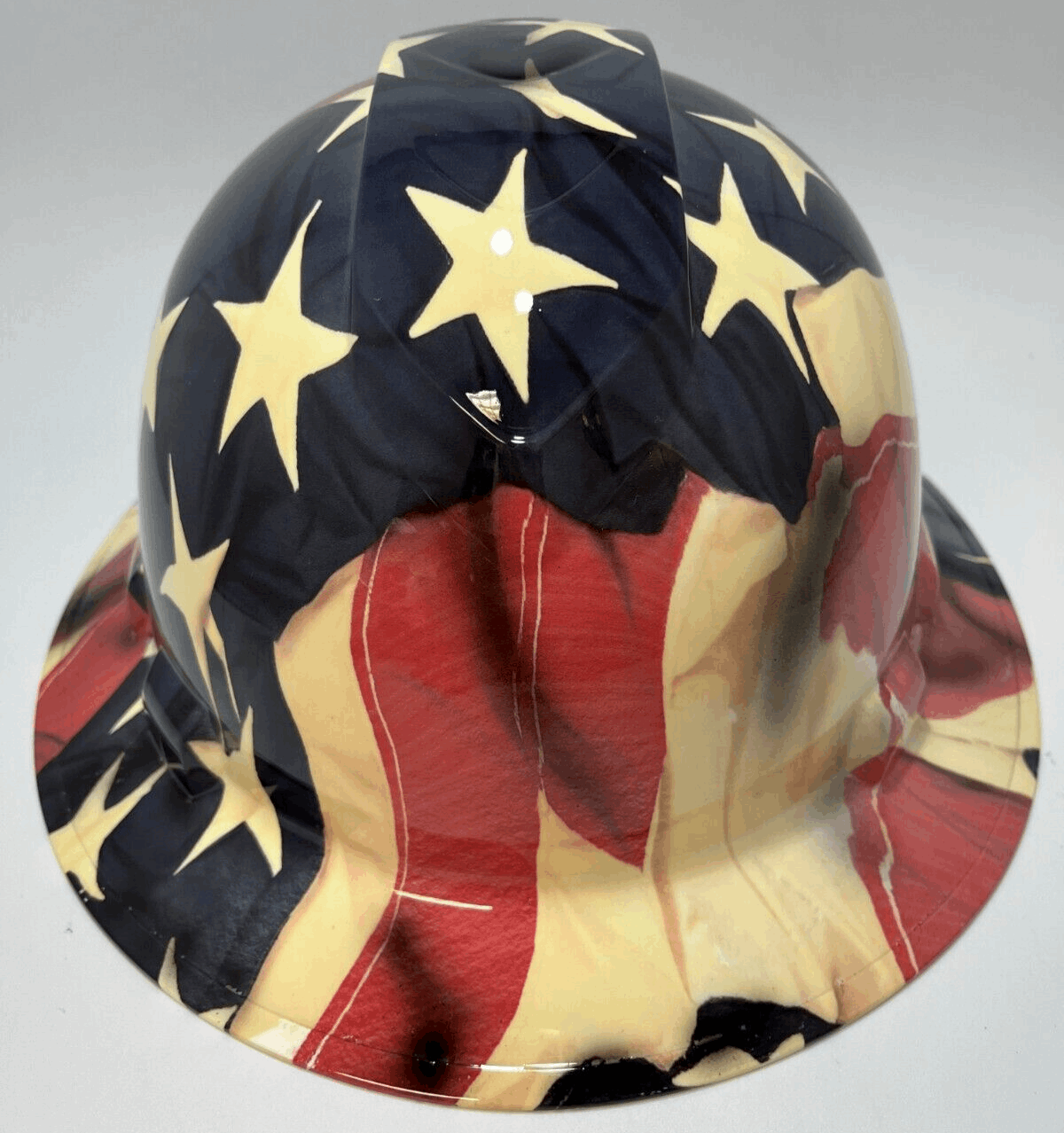 Bad ass hardhat with hydro dipped flag design