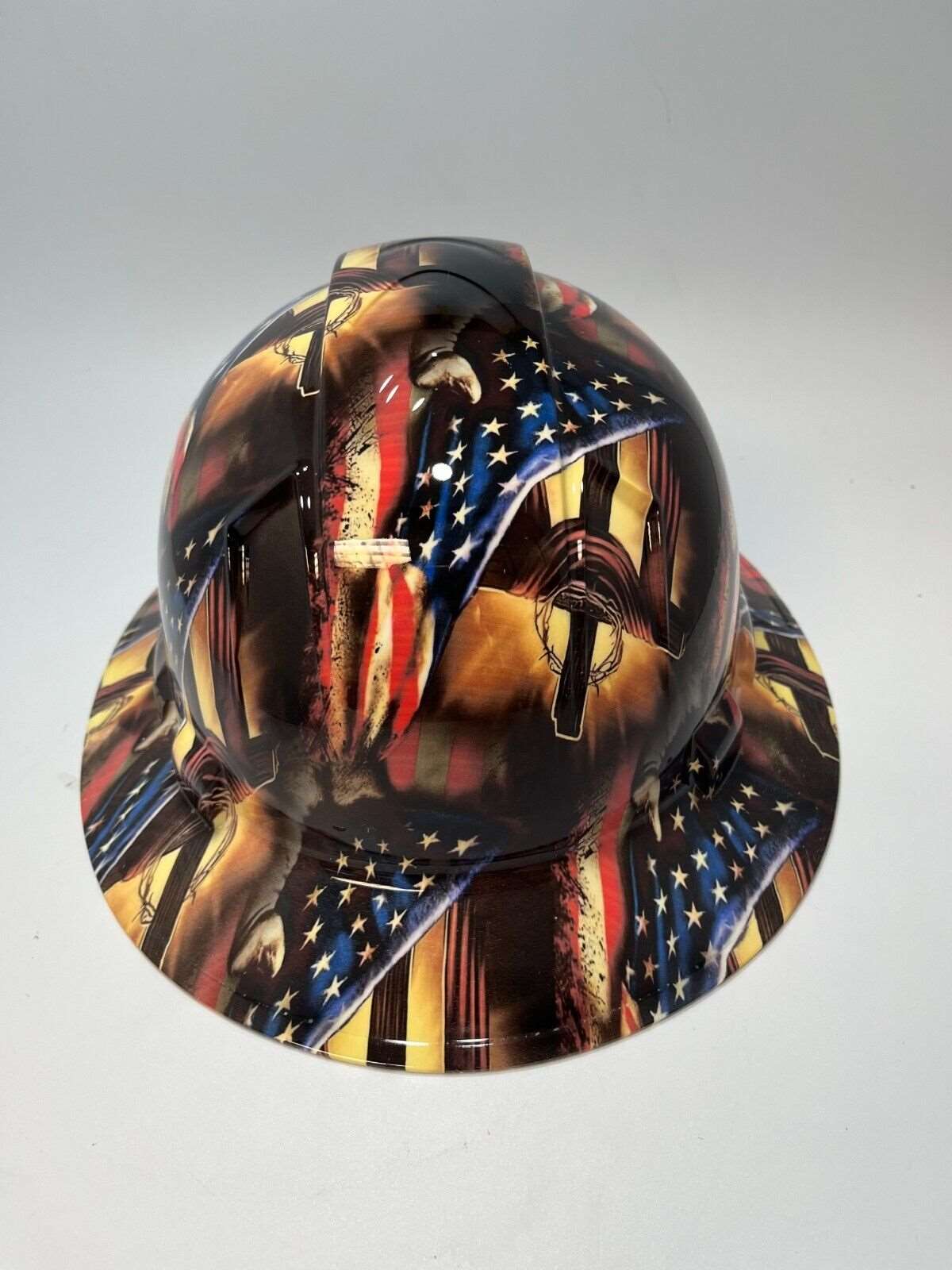 Badass hard hat with a Hydro dipped spiritual design