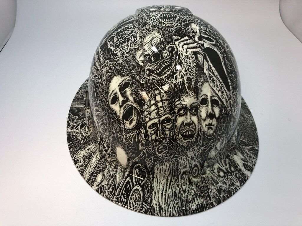 Bad ass hardhat with hydro dipped horror design