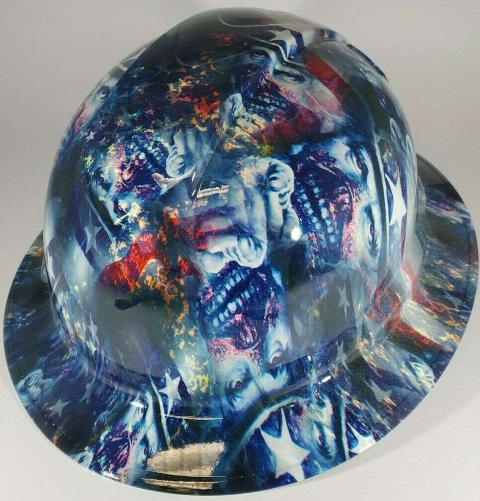 Bad ass hardhat with hydro dipped flag design