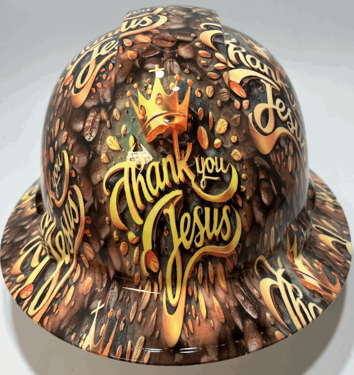 Badass hard hat with a Hydro dipped spiritual design