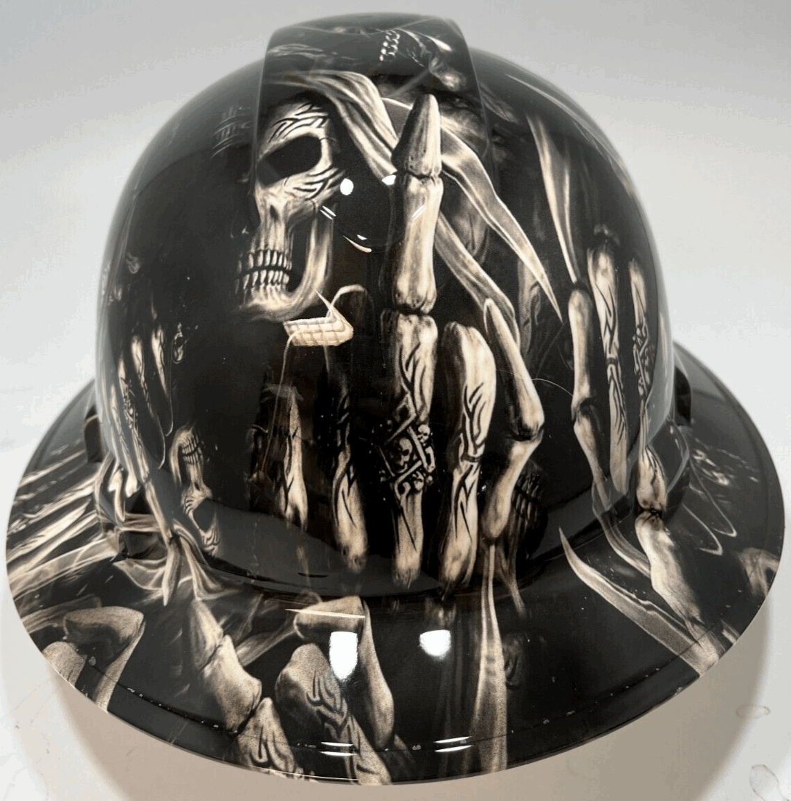 bad ass motorcycle helmet Full brim Hydro dipped Horror customizable hardhats – The Hard Hat Shop