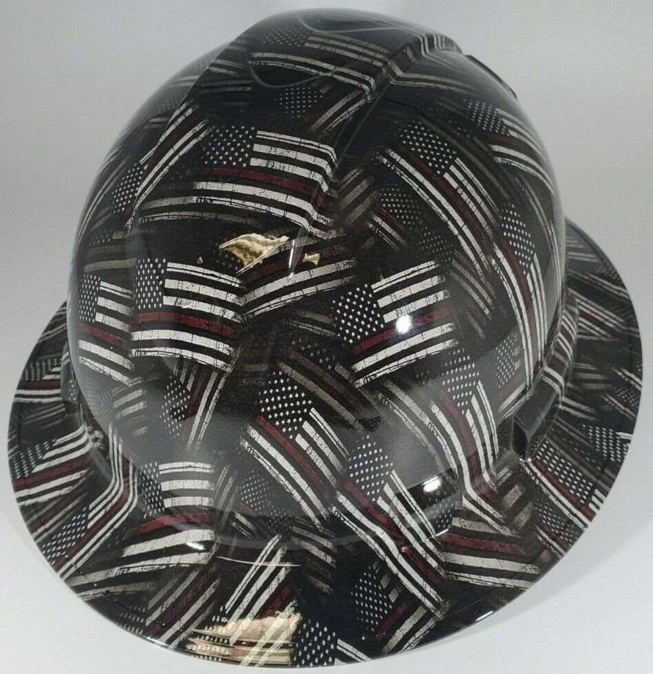 Bad ass hardhat with hydro dipped flag design