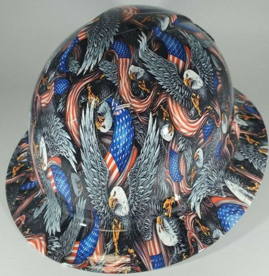 Bad ass hardhat with hydro dipped flag design