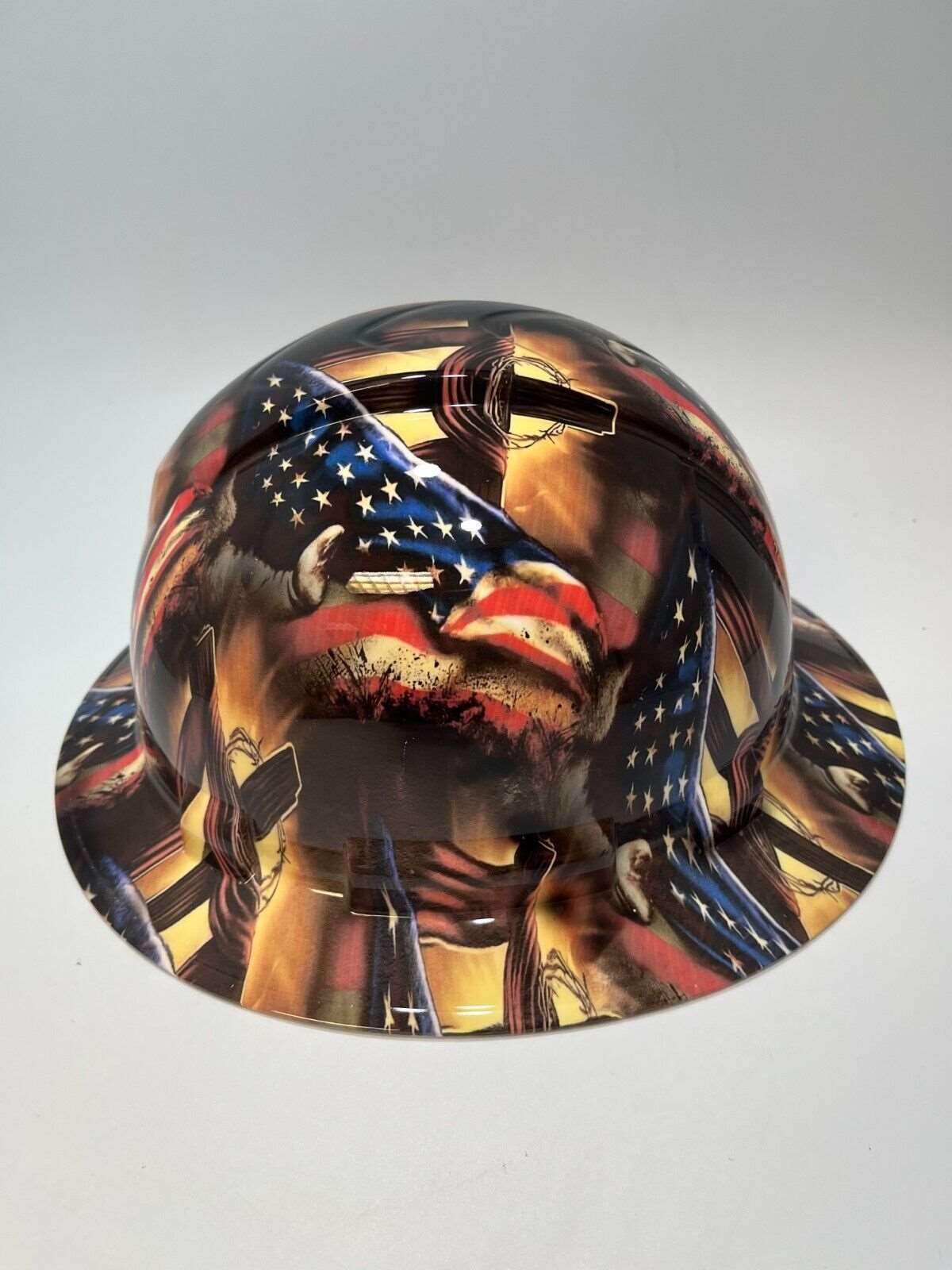 Badass hard hat with a Hydro dipped spiritual design
