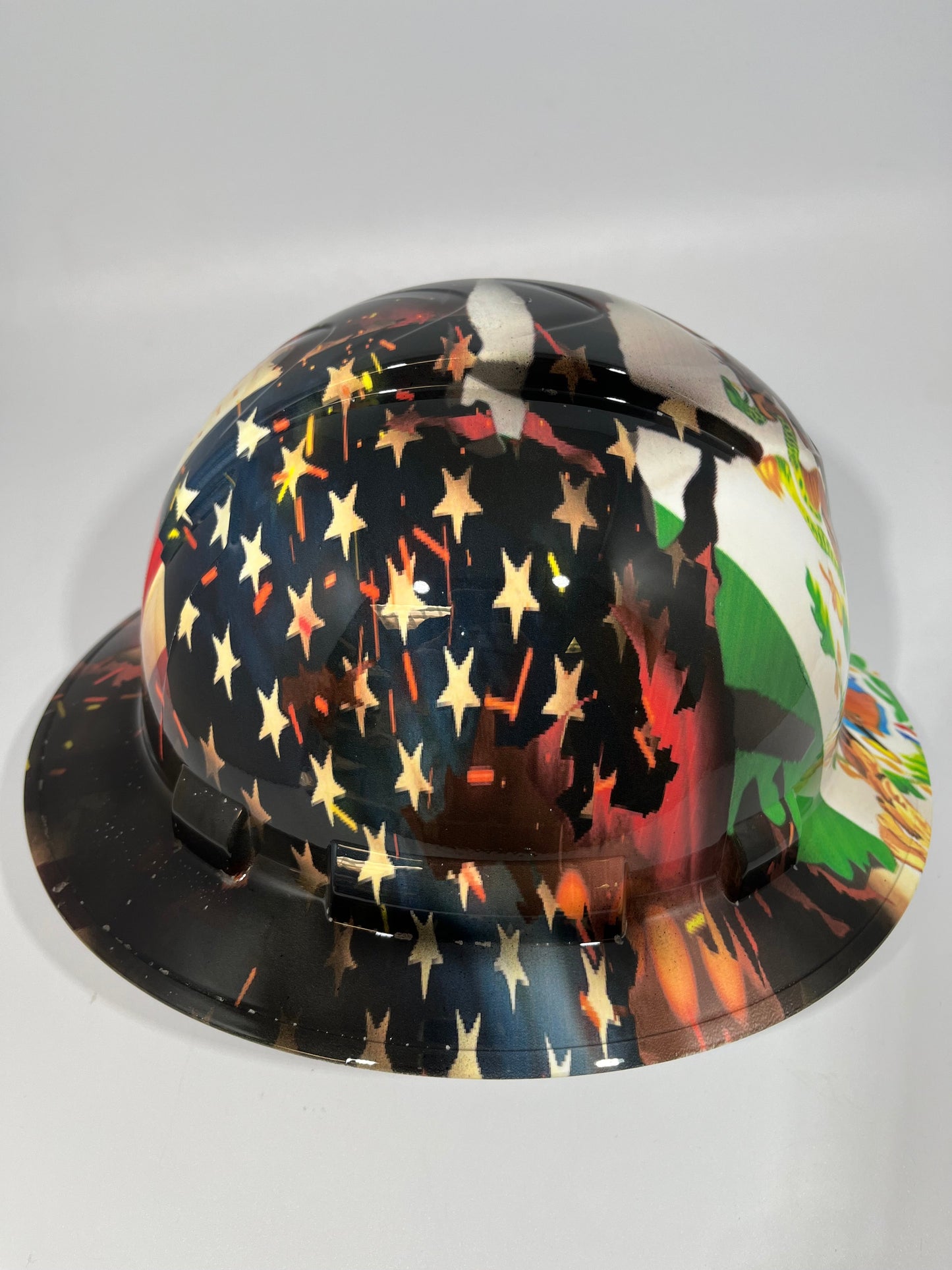 New Full Brim Hard Hat Custom Hydro Dipped AMERICAN PRIDE MEXICAN ROOTS
