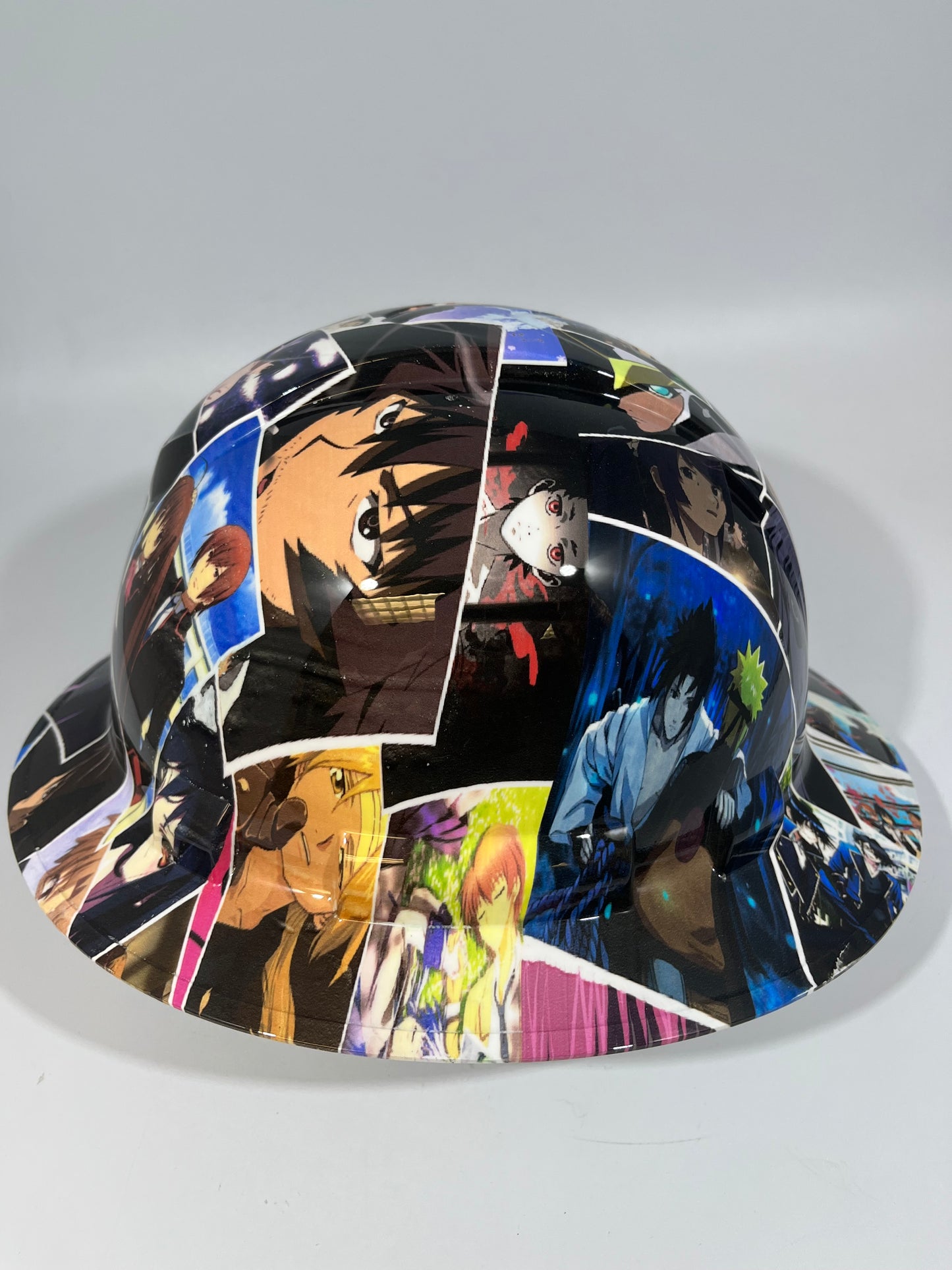 Full Brim Hard Hat Custom Hydro Dipped ANIME CROSSOVER STICKER BOMB 1