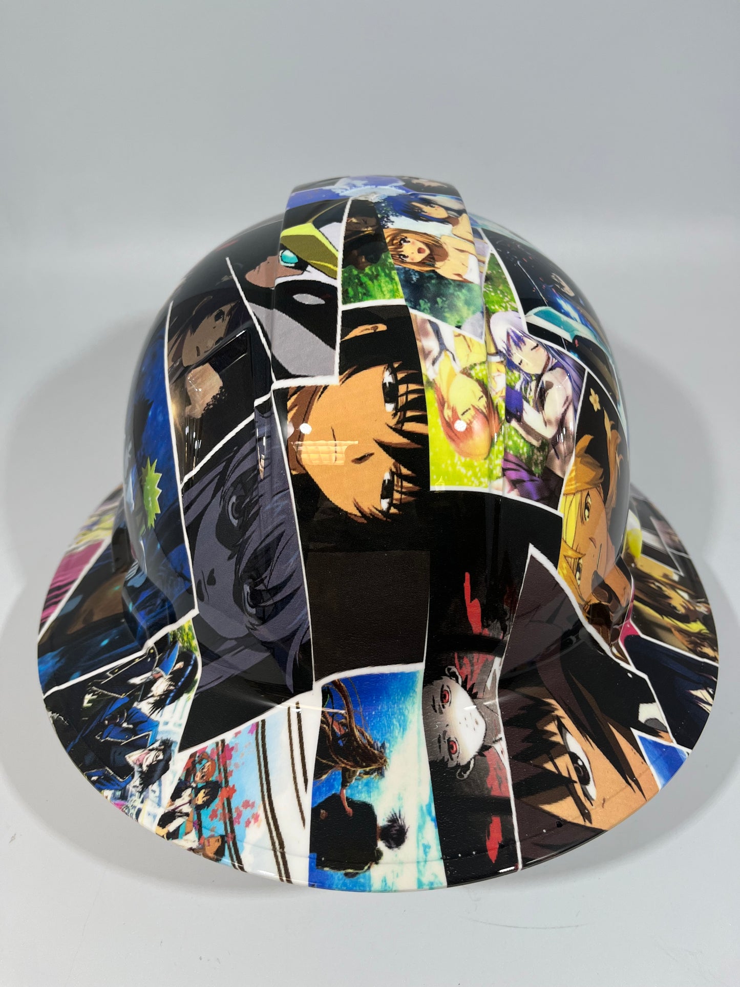 Full Brim Hard Hat Custom Hydro Dipped ANIME CROSSOVER STICKER BOMB 1