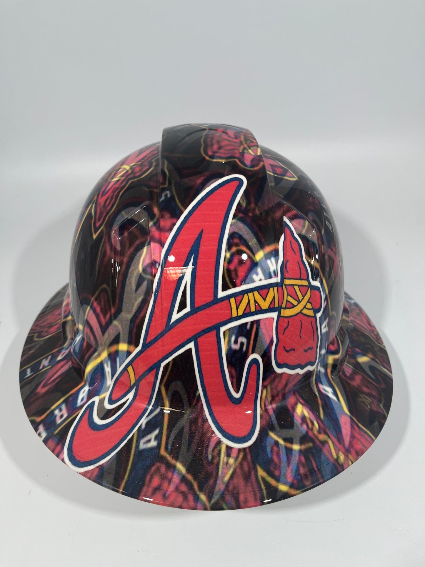Full Brim Hard Hat Hydro Dipped ATLANTA BRAVES