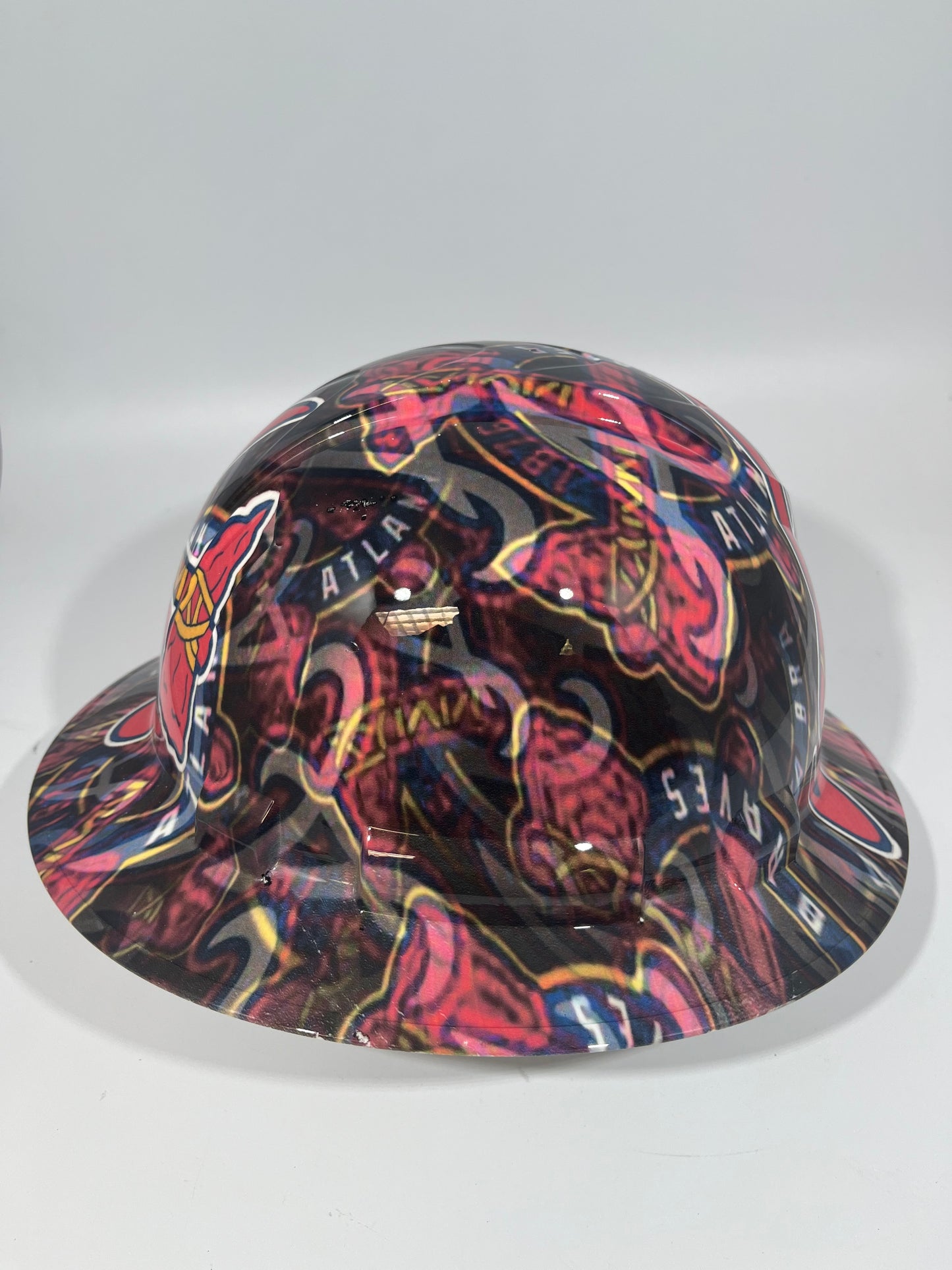 Full Brim Hard Hat Hydro Dipped ATLANTA BRAVES