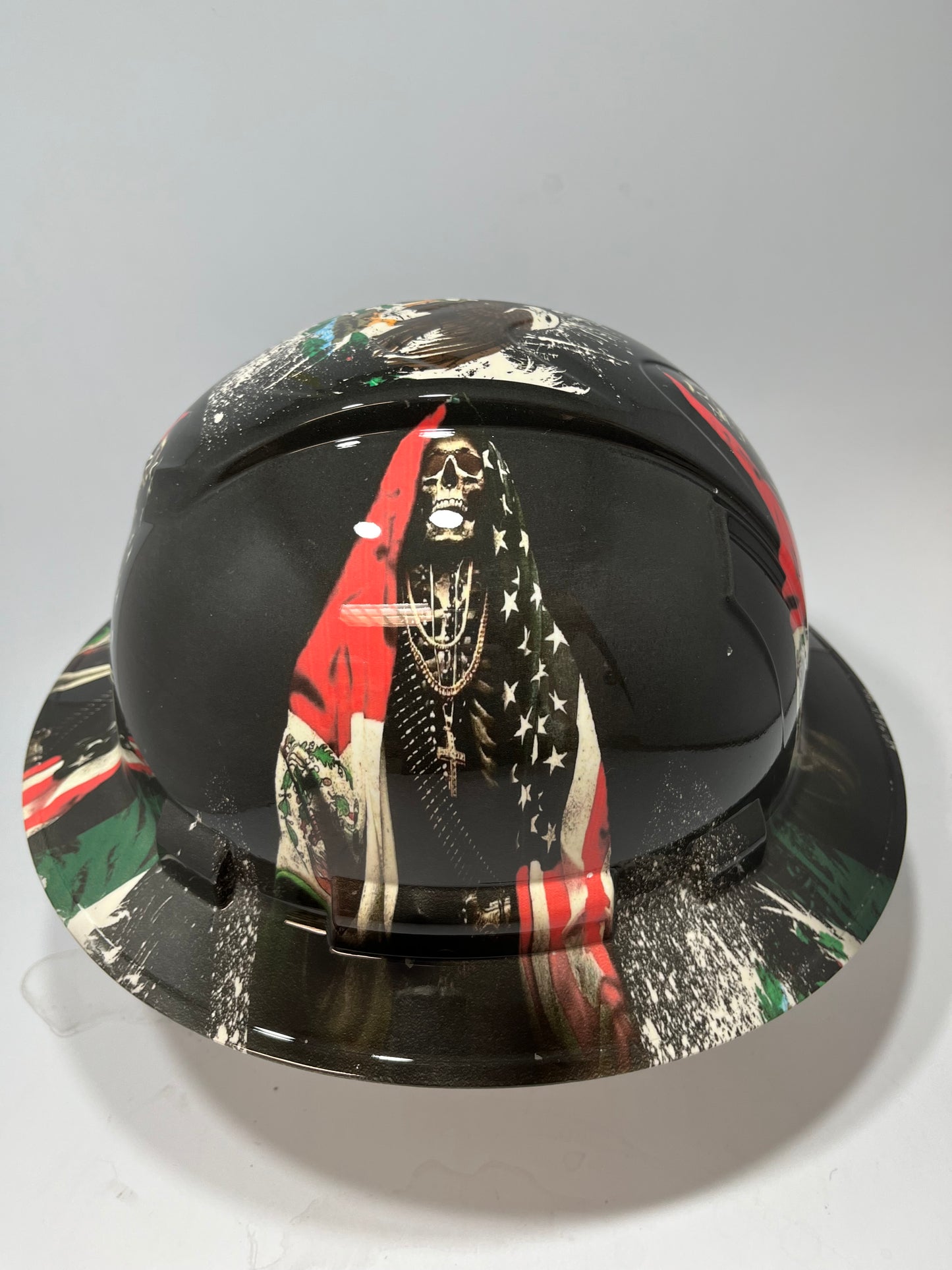 Full Brim Hard Hat Hydro Dipped BAD ASS MEXICAN AMERICAN