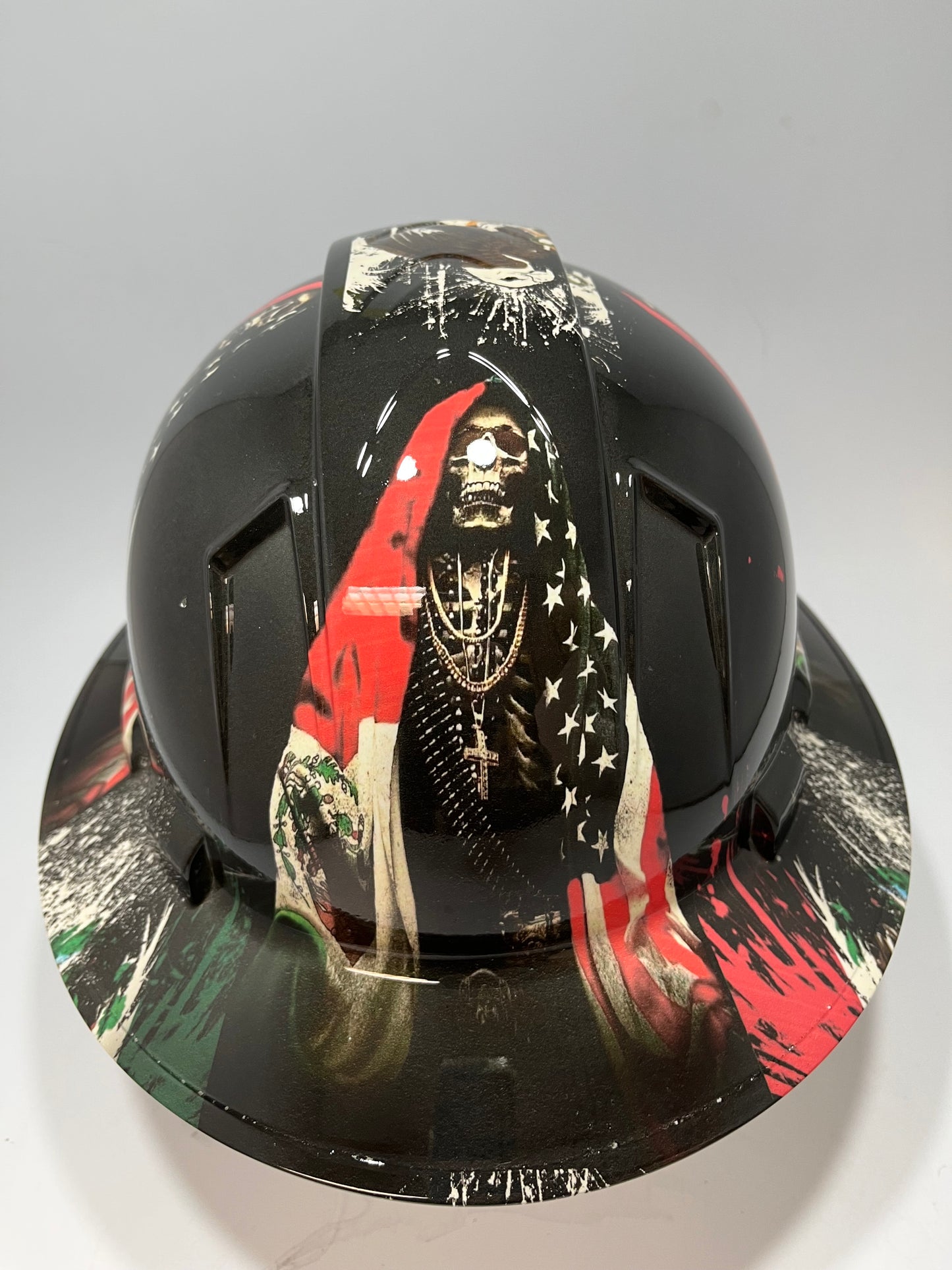 Full Brim Hard Hat Hydro Dipped BAD ASS MEXICAN AMERICAN