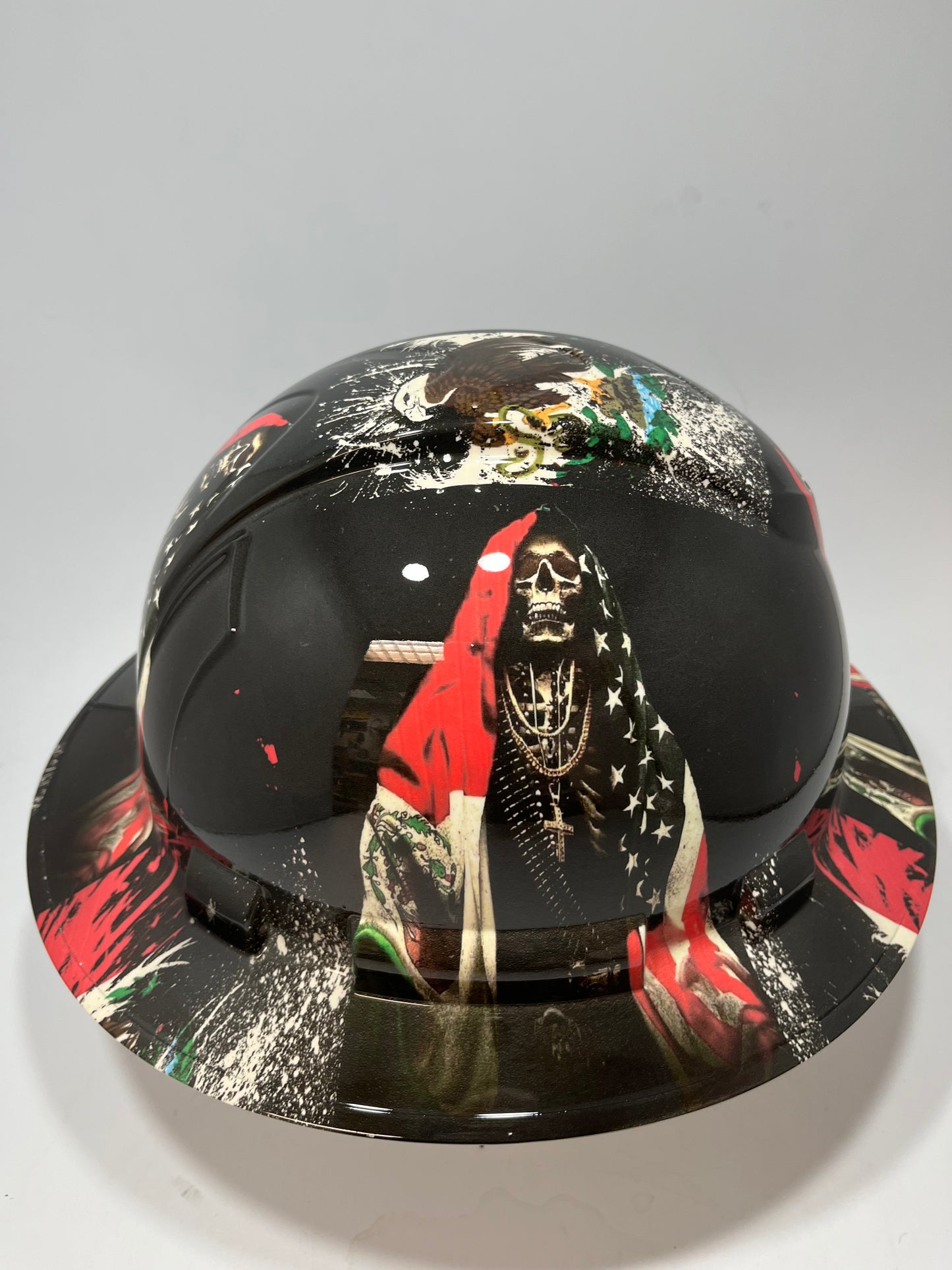 Full Brim Hard Hat Hydro Dipped BAD ASS MEXICAN AMERICAN