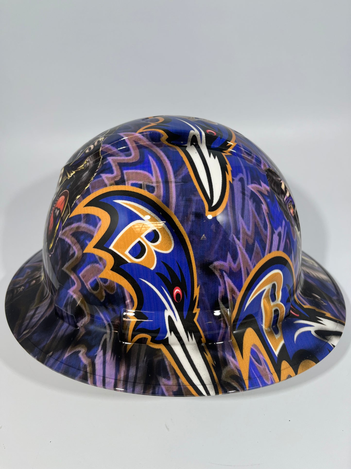Full Brim Hard Hat Custom Hydro Dipped BALTIMORE RAVENS