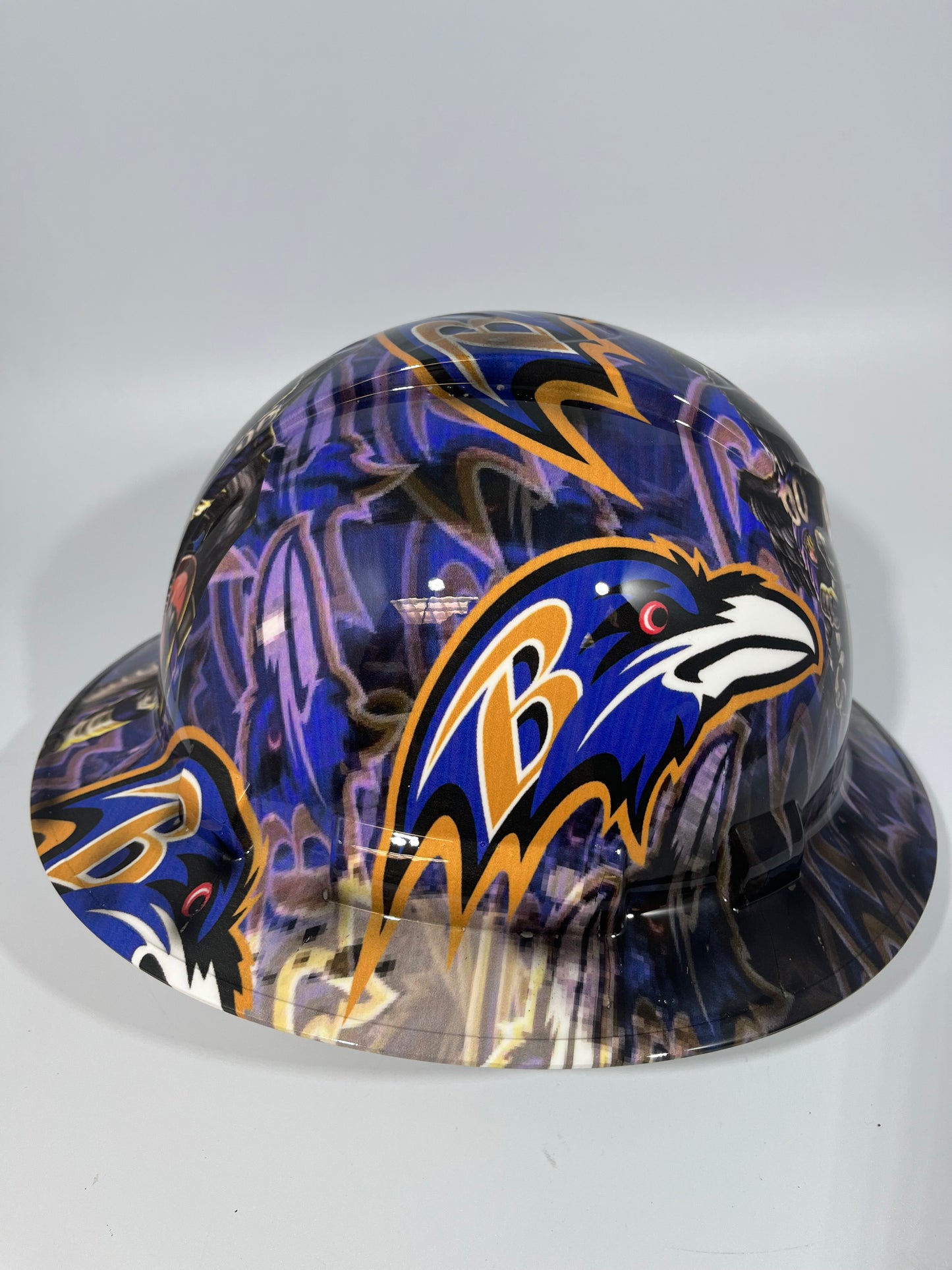 Full Brim Hard Hat Custom Hydro Dipped BALTIMORE RAVENS