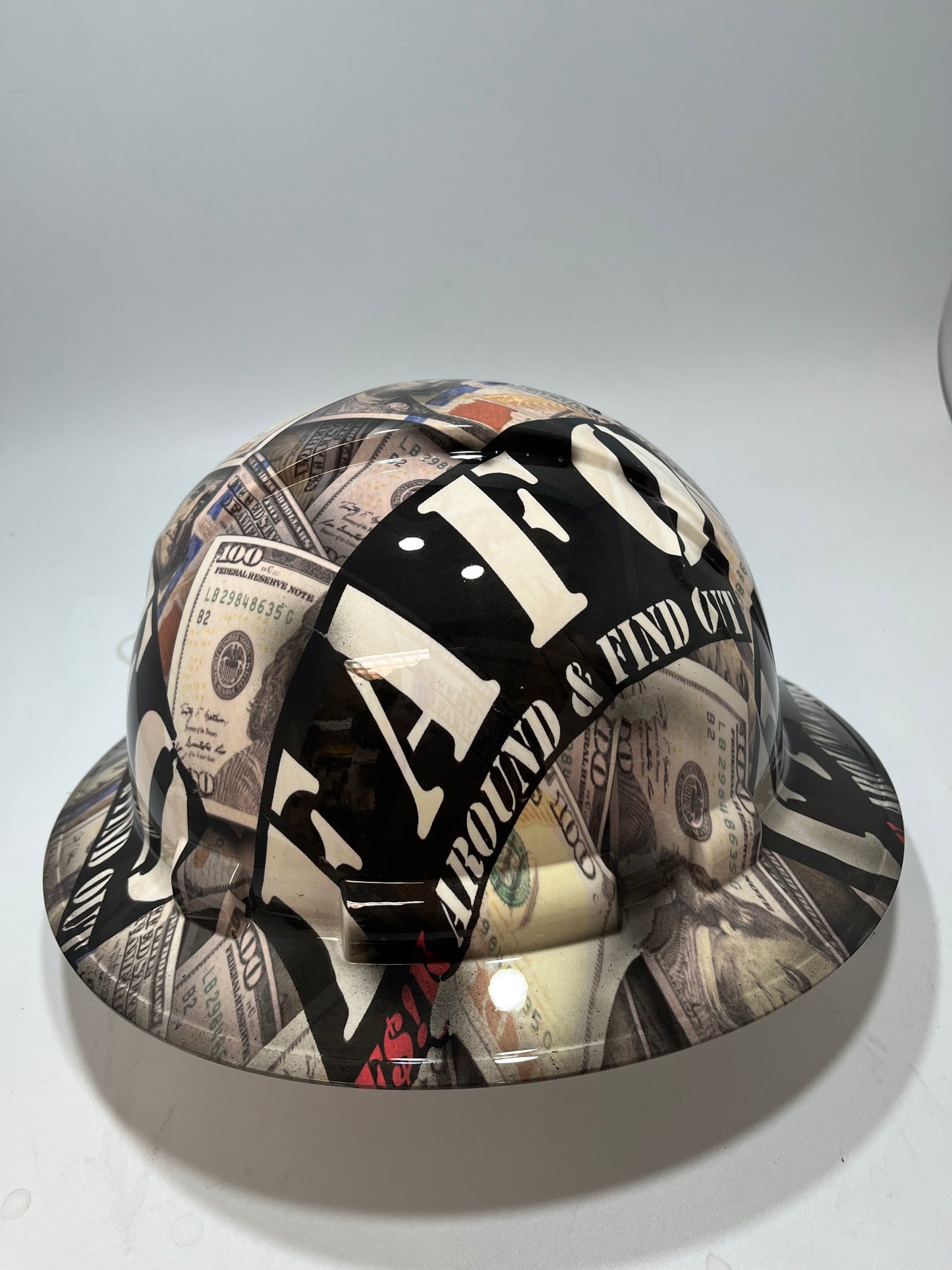 Full Brim Hard Hat Hydro Dipped BIG MONEY FAFO LMTD