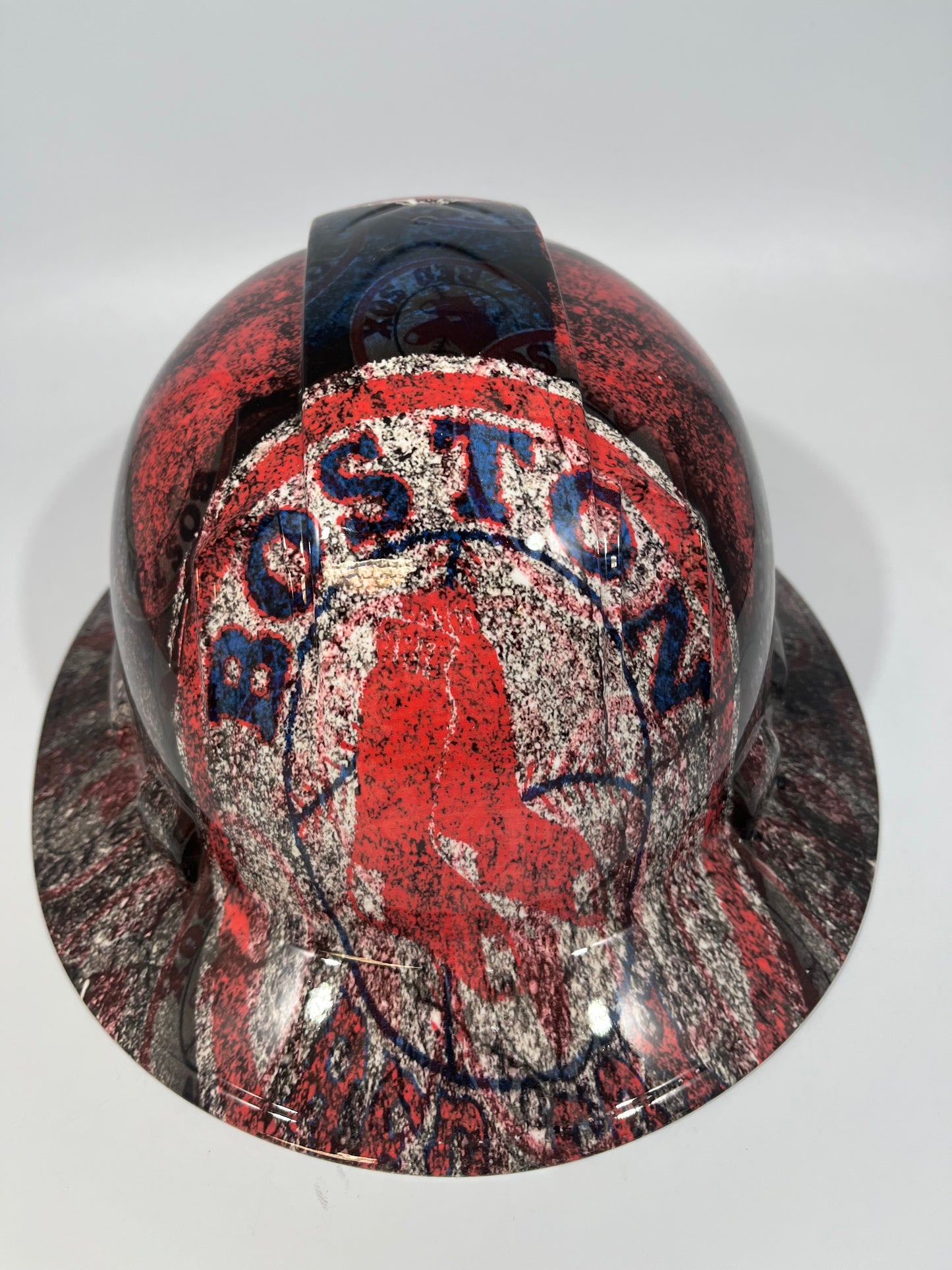 Full Brim Hard Hat Custom Hydro Dipped BOSTON RED SOX