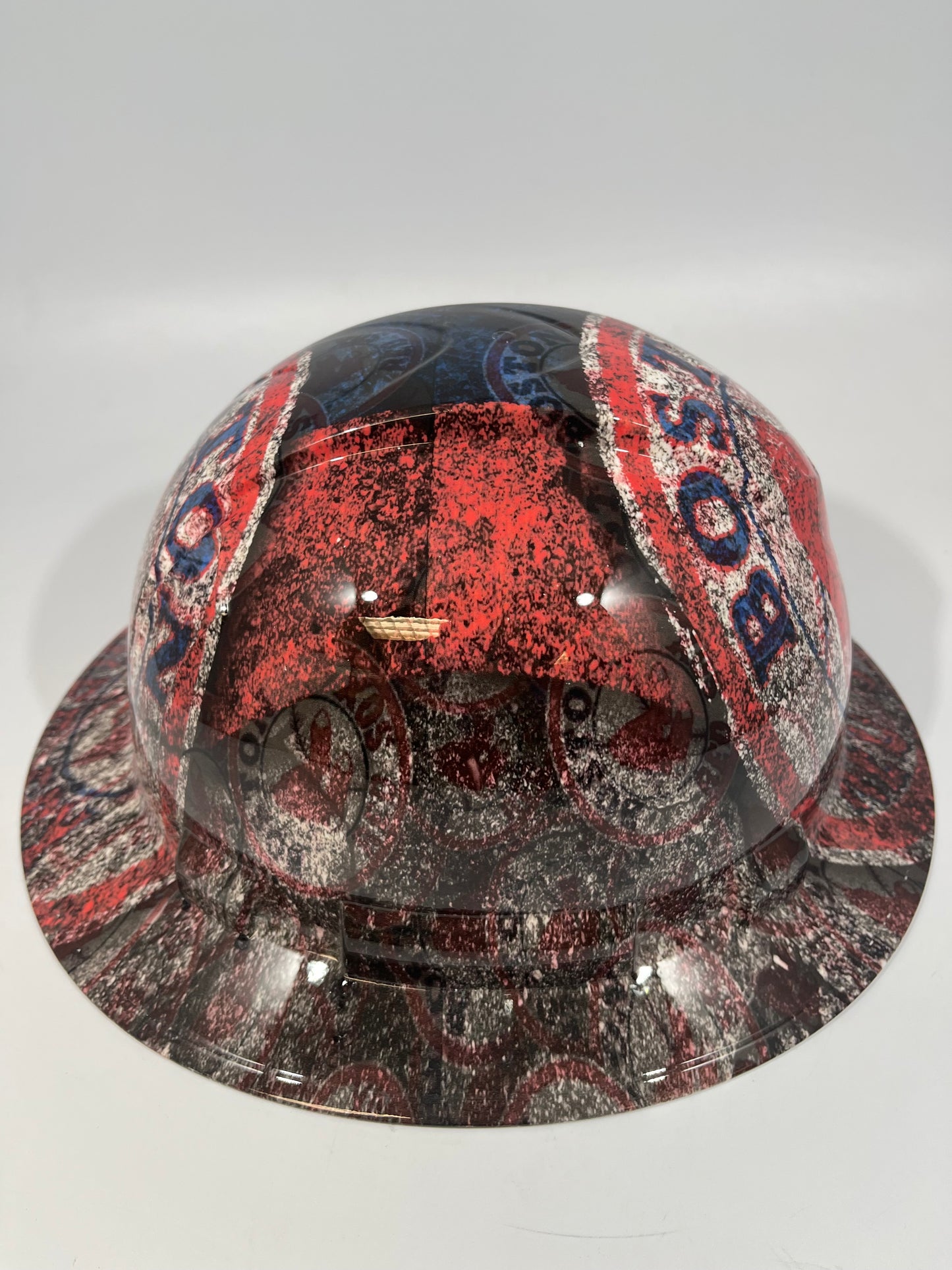 Full Brim Hard Hat Custom Hydro Dipped BOSTON RED SOX