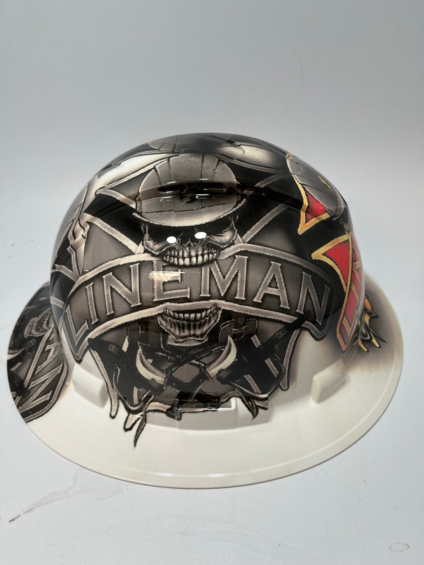 Full Brim Hard Hat Hydro Dipped BAD ASS LINEMAN
