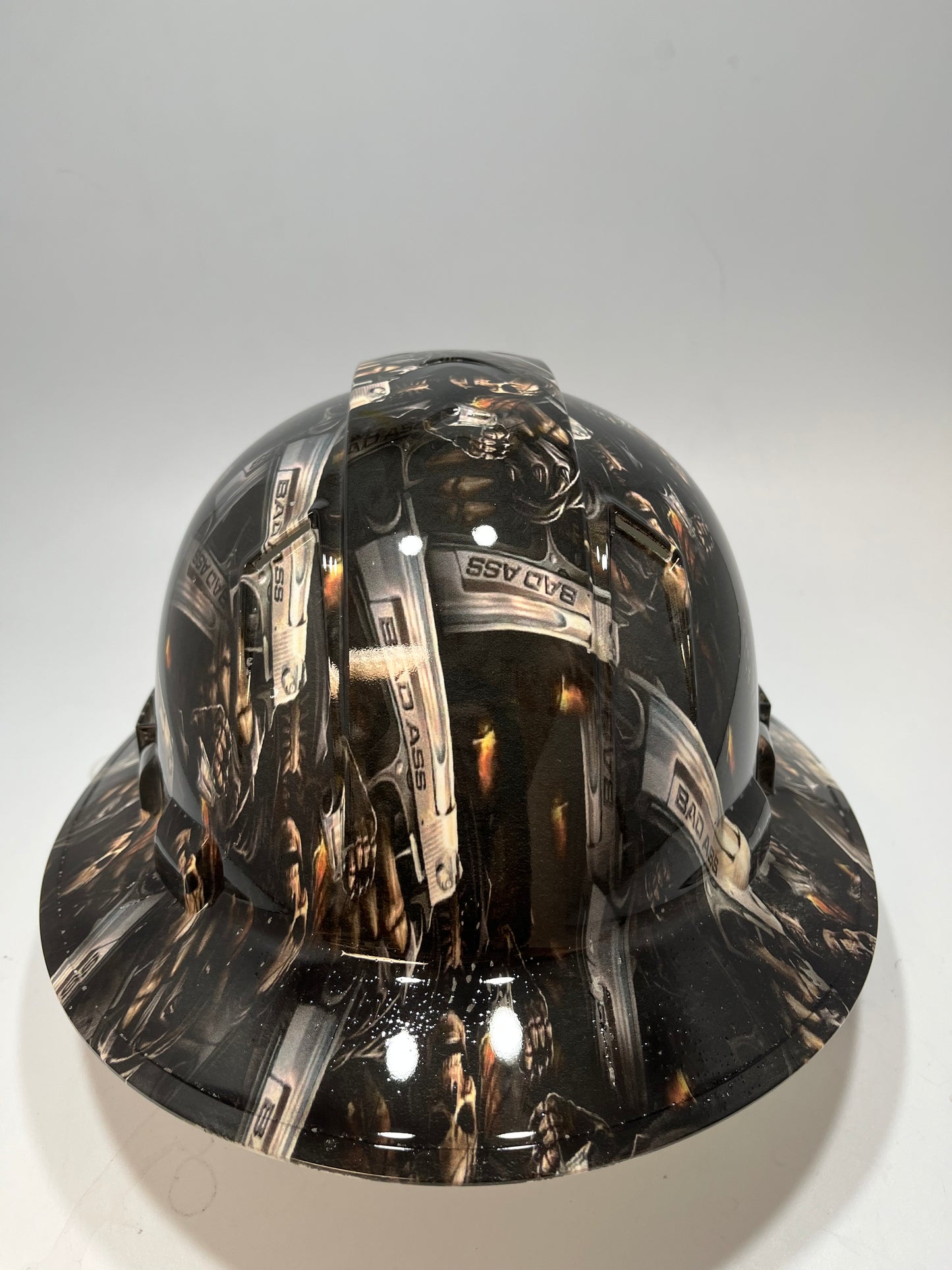 Full Brim Hard Hat Hydro Dipped BAD ASS