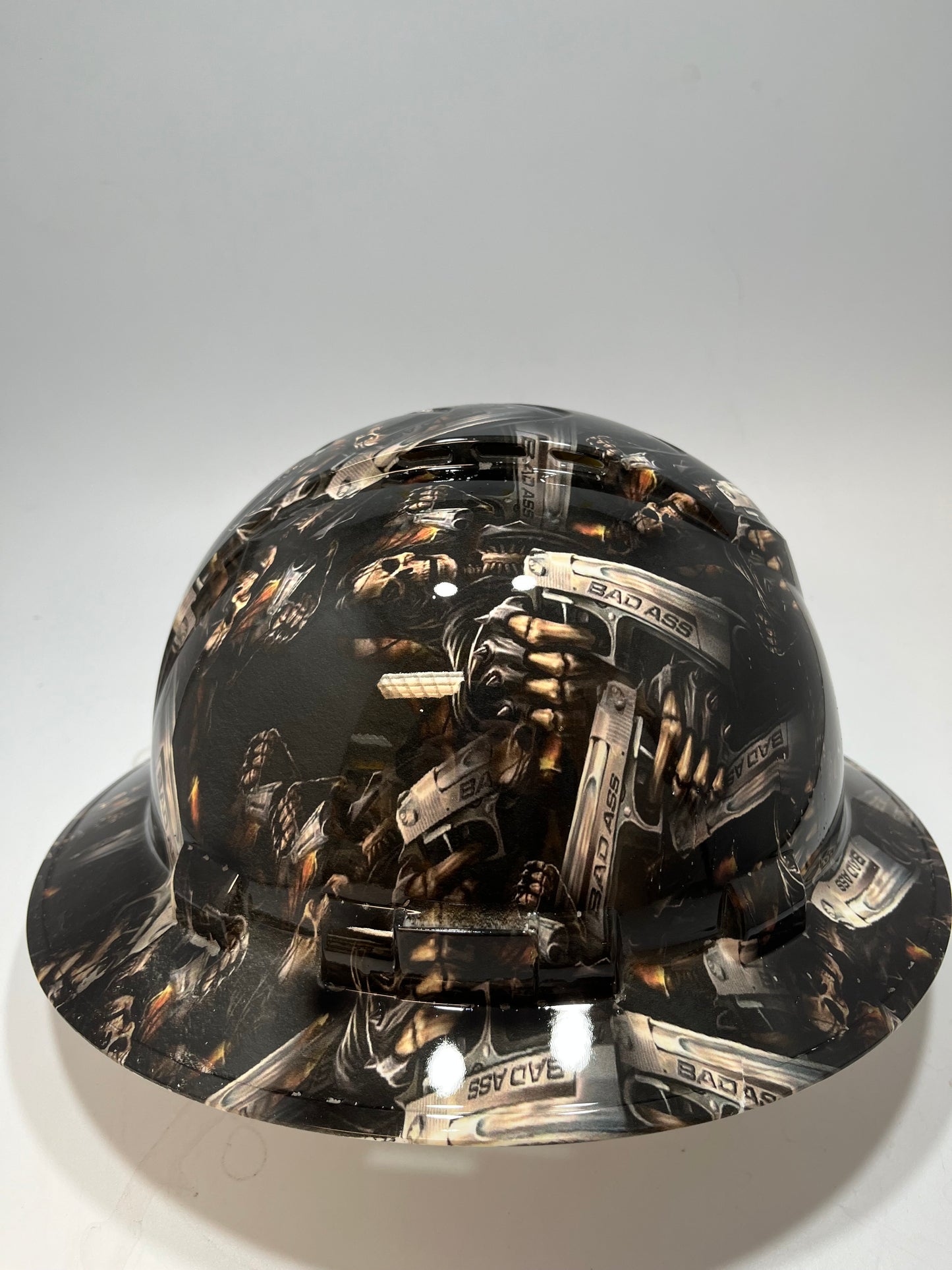 Full Brim Hard Hat Hydro Dipped BAD ASS
