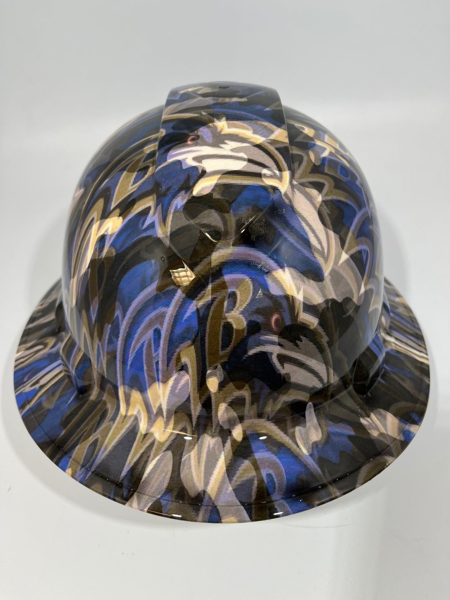Full Brim Hard Hat Custom Hydro Dipped BALTIMORE RAVENS Camo