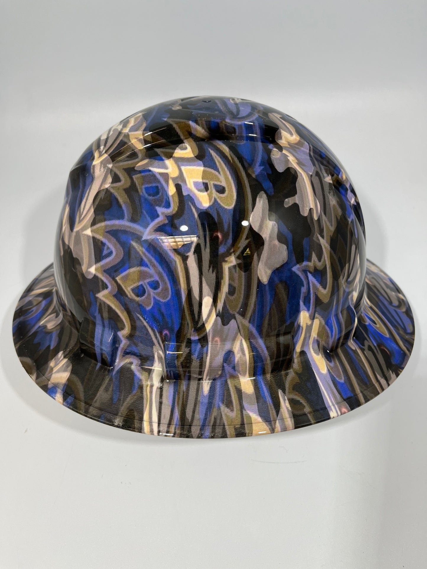Full Brim Hard Hat Custom Hydro Dipped BALTIMORE RAVENS Camo