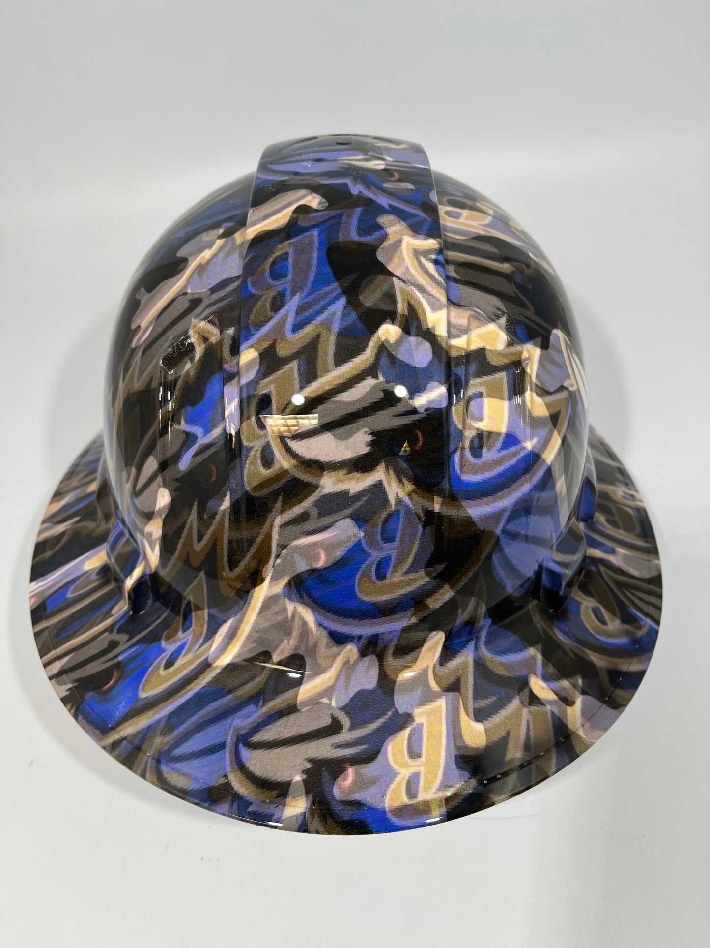 Full Brim Hard Hat Custom Hydro Dipped BALTIMORE RAVENS Camo