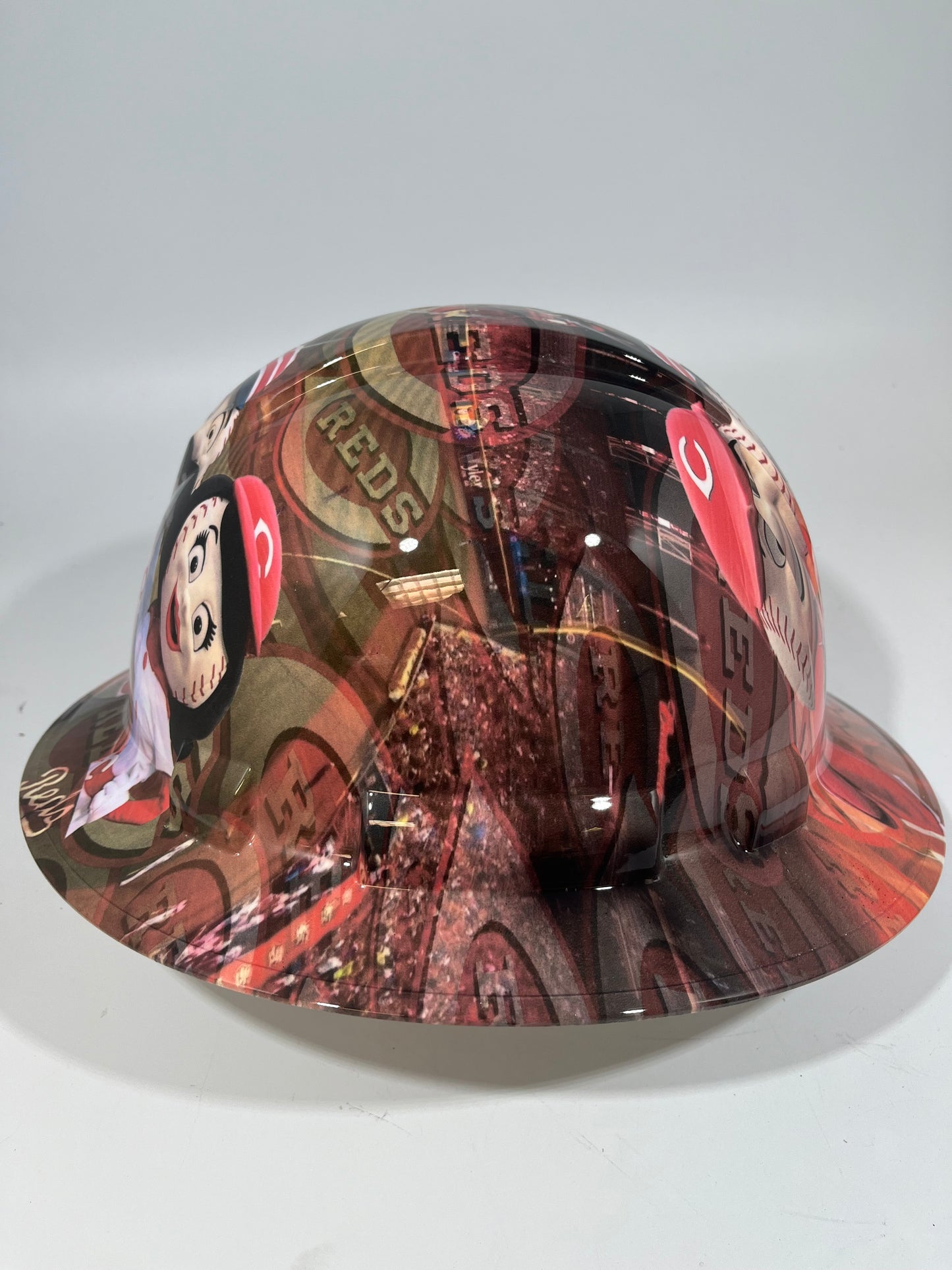 Full Brim Hard Hat Hydro Dipped CINCINNATI REDS