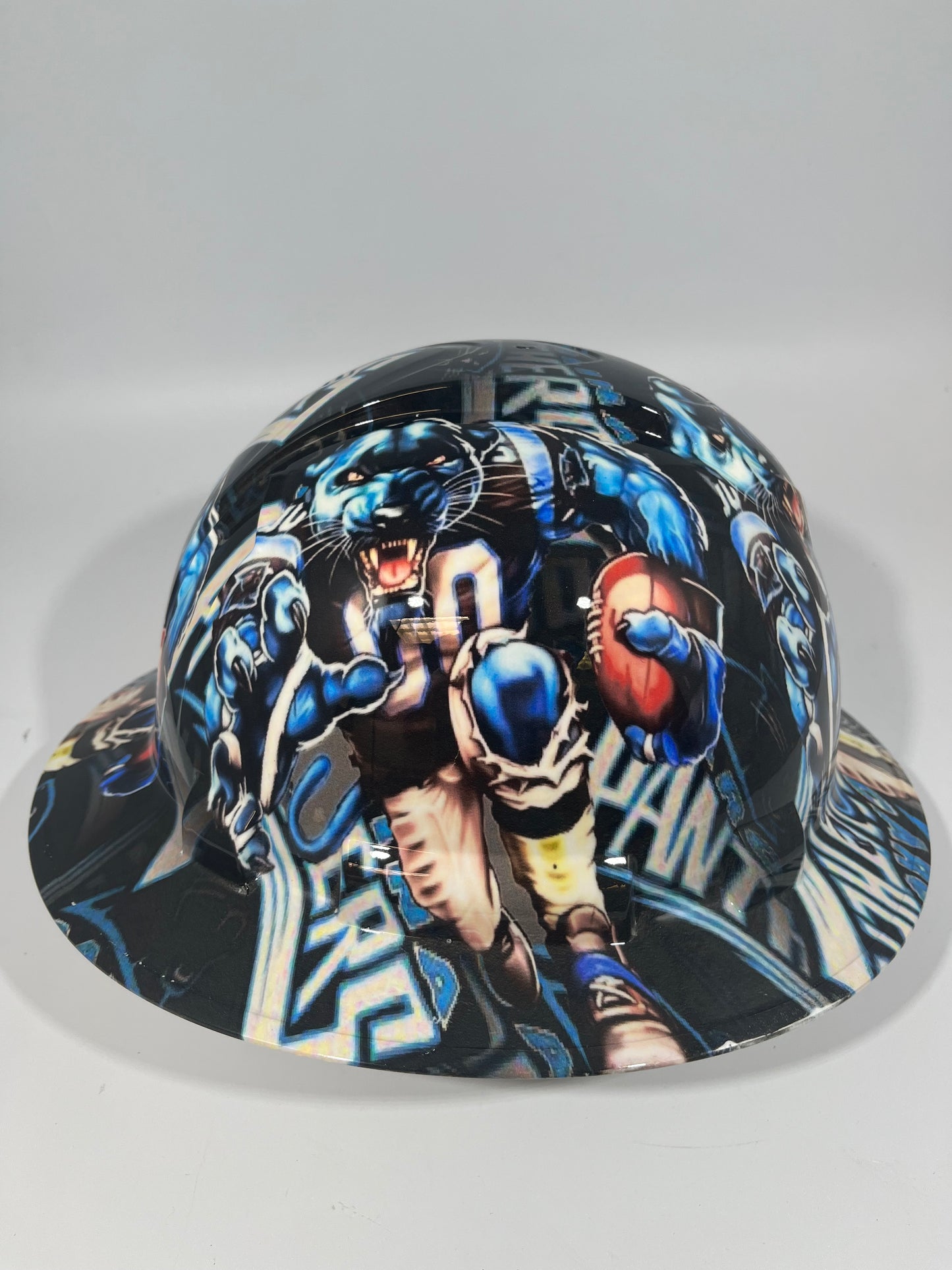 Full Brim Hard Hat Hydro Dipped CAROLINA PANTHERS